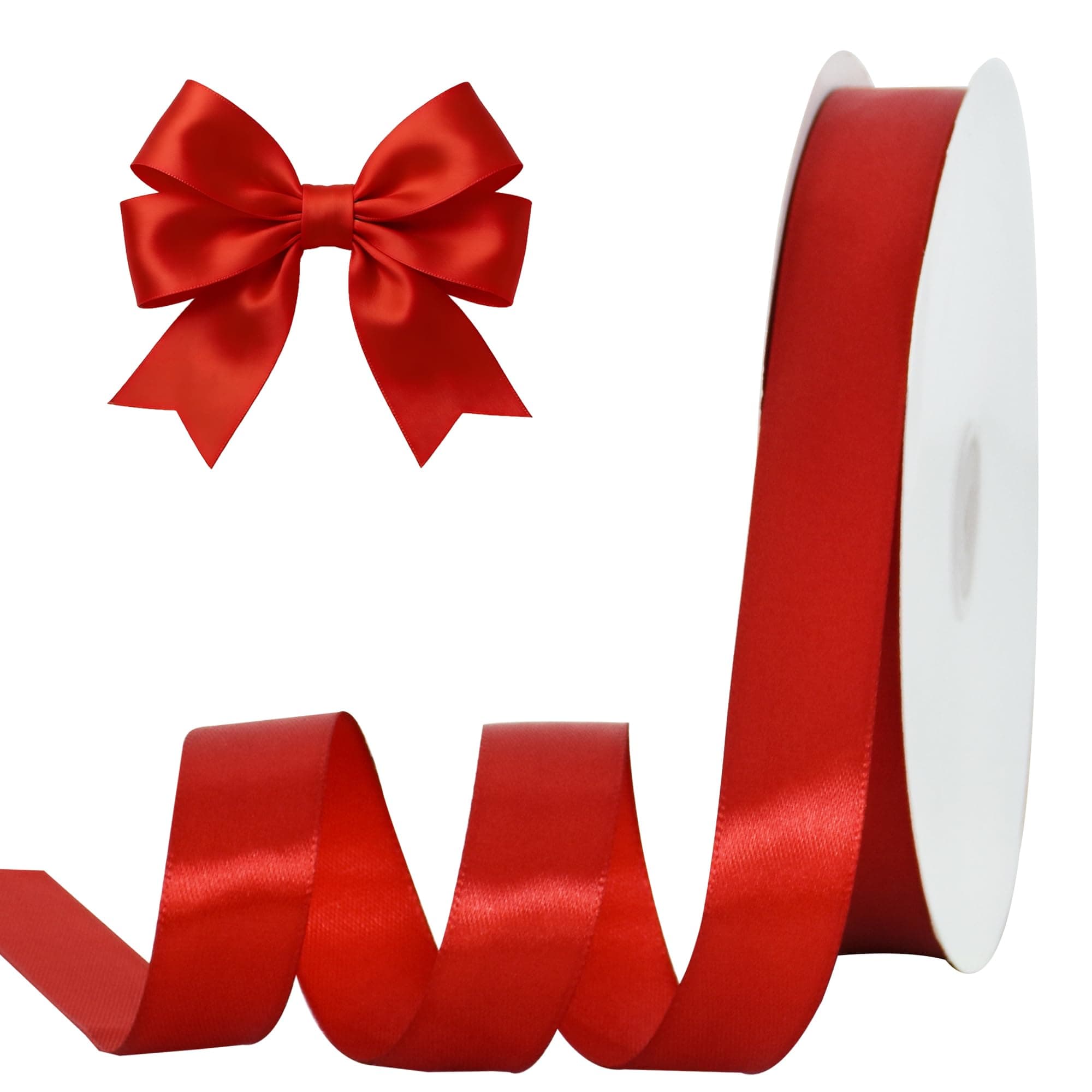 TONIFUL Satin Geschenkband 25mm x 91m, Rot Geschenkverpackungsband für Geschenkverpackung Weihnachten Geburtstag Valentinstag Hochzeit DIY Dekoration