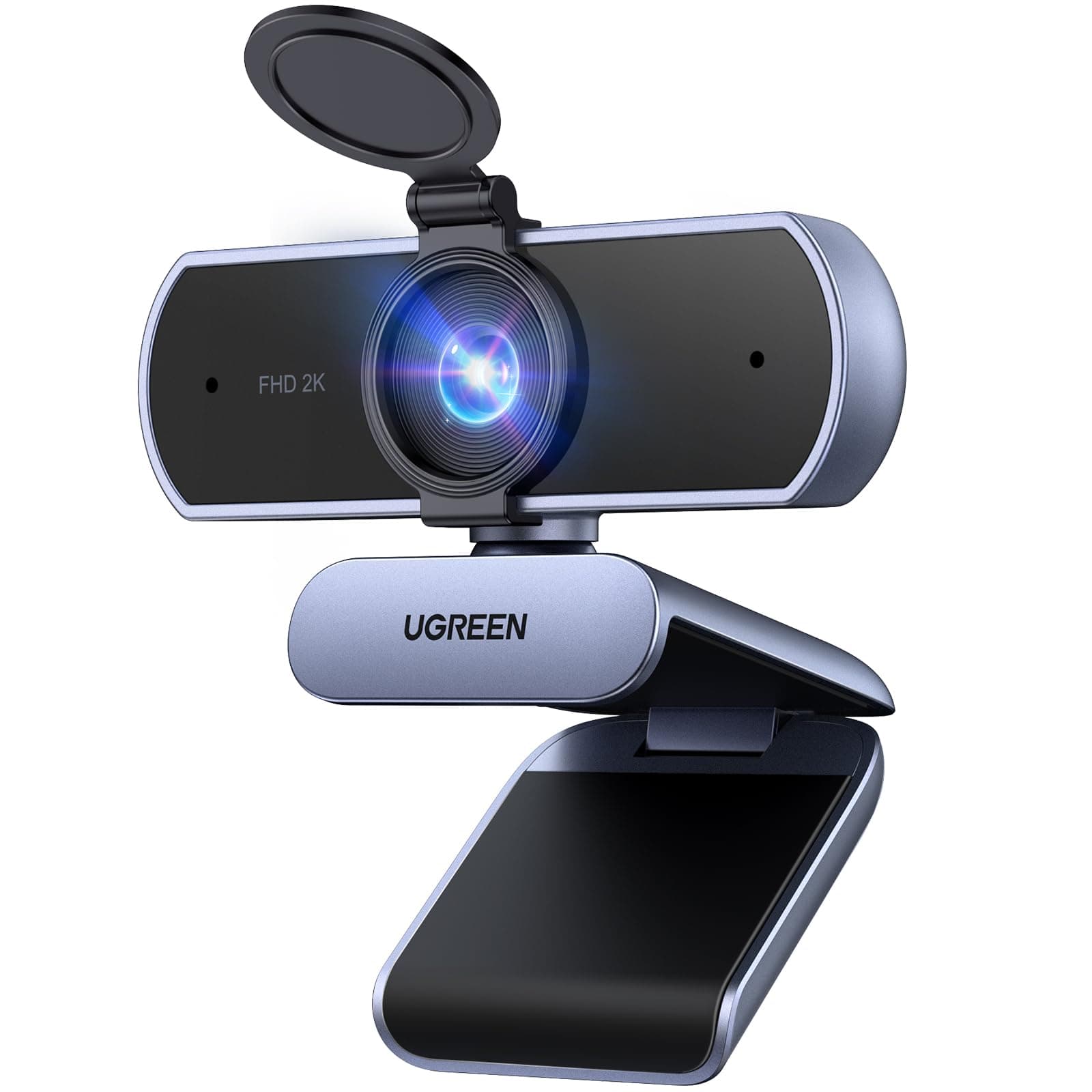 UGREEN Webcam 2K 30FPS Full HD USB Webcam para Ordenador Enfoque Fijo Plug and Play para Windows MacOS Linux Streaming Youtube Skype Call Video Zoom Videoconferencia(Gris)