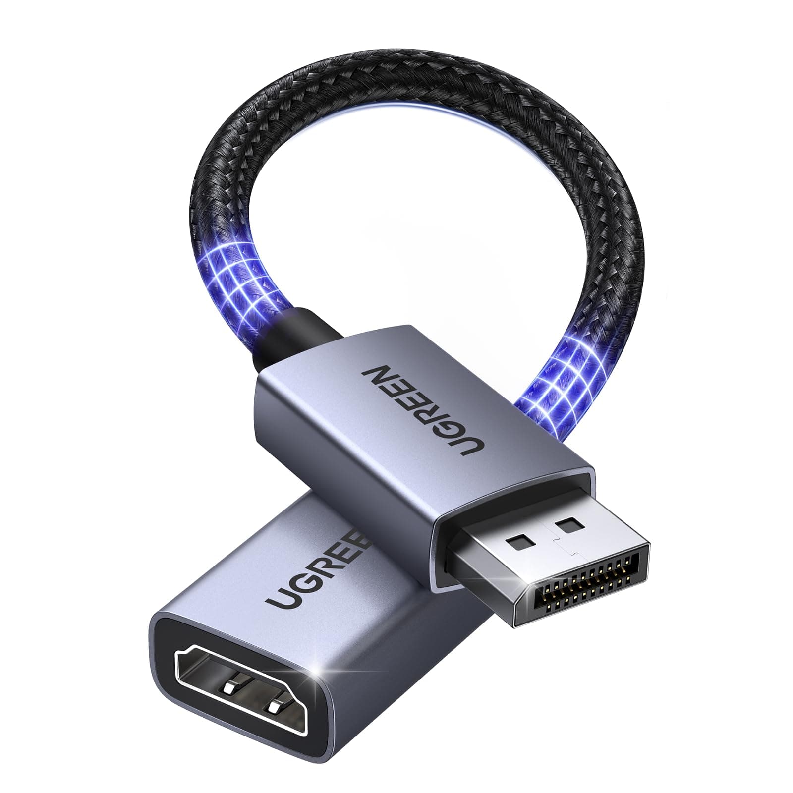 UGREEN 4K Displayport auf HDMI Adapter, Unidirektional DP auf HDMI 4K@30Hz 2K@60Hz 1080P@120Hz, Kompatibel mit Laptop PC Monitor Grafikkarten TV Projektor HP Dell AMD GPU NVIDIA