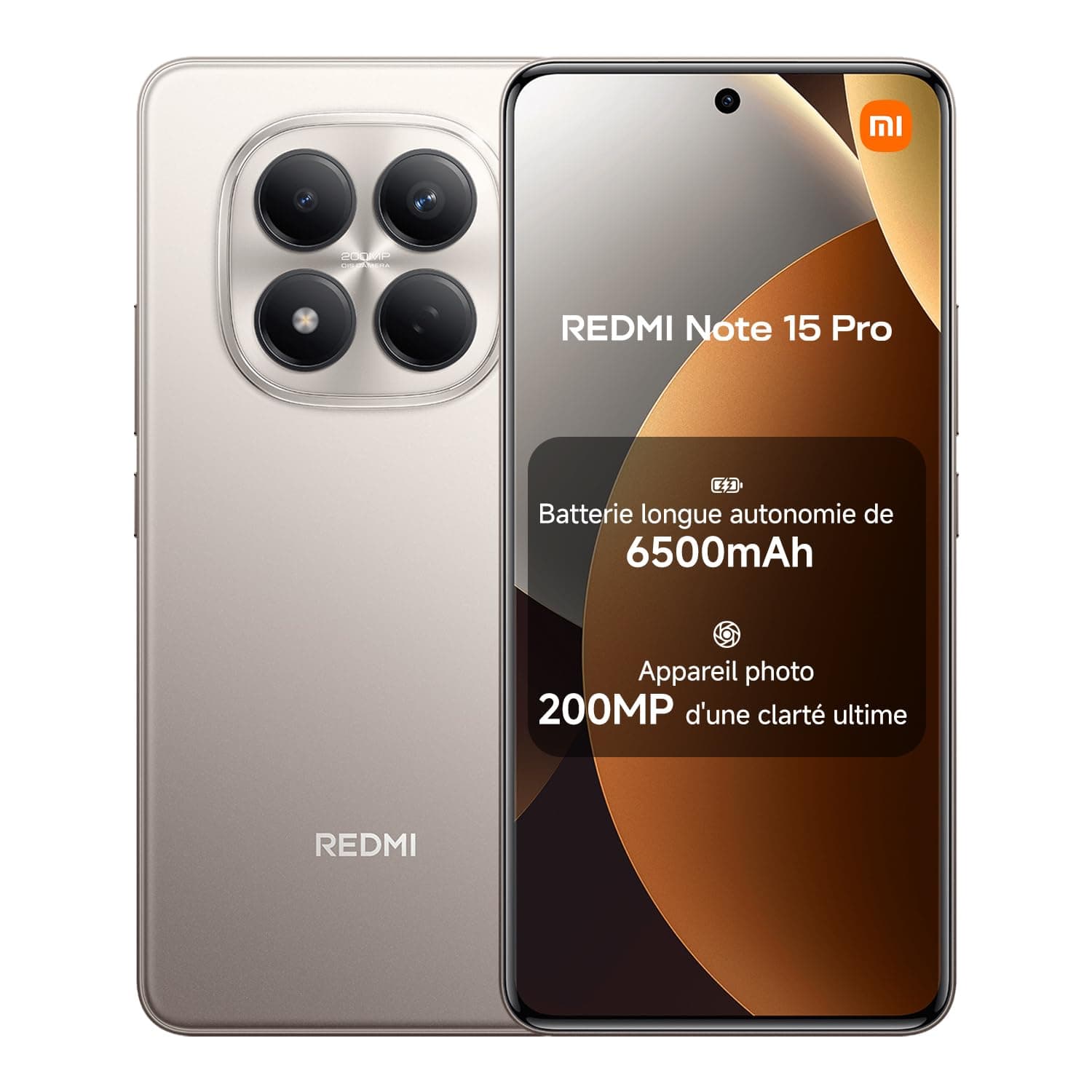 Xiaomi REDMI Note 15 Pro, Smartphone 12+512Go, Batterie Longue autonomie 6500mAh, Appareil Photo 200 Mpx, Résistance à l'eau IP65, Écran AMOLED FHD+ 6,77", Gris Titane, Garantie 2 Ans