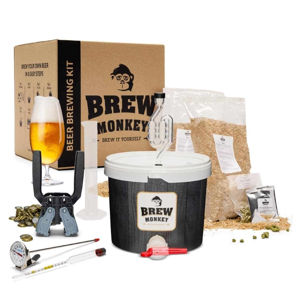Brew Monkey® Kit de Elaboración de Cerveza Rubia | Pack Completo de 5 Litros | 6.4% Vol. | Paquete Para Hacer Cerveza | Regalos Originales para Hombre