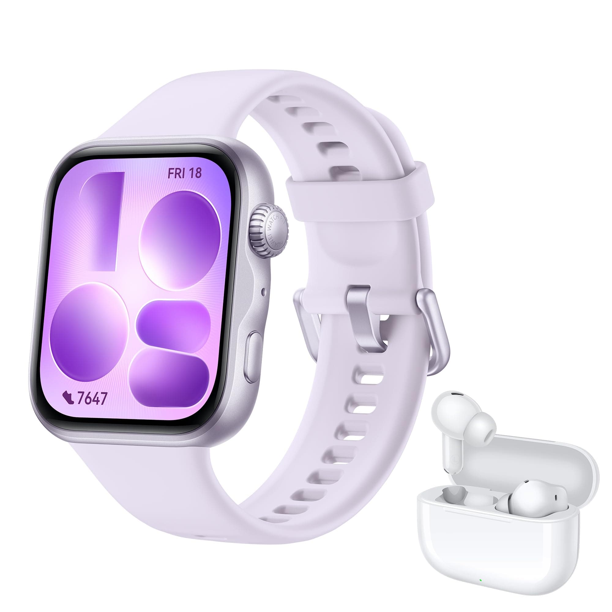 HUAWEI Watch FIT 5 Montre connectée, +FreeBuds SE 4 Beige, GPS, Écran AMOLED de 1,82'', NFC, Suivi santé, Résistance à l'eau 5 ATM, Détection des Chutes, Fonctionne avec iOS et Android, Violet