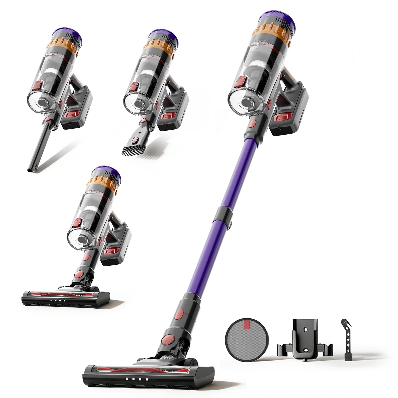 Lefant V1 Aspirapolvere Senza Fili, 40000Pa Scopa Elettrica Senza Fili Potente, Touch Intelligente LED, Filtro a 5 Stadi, Autonomia 42 Min, Design Autoportante, per Pavimenti/Tappeti/Peli Animali