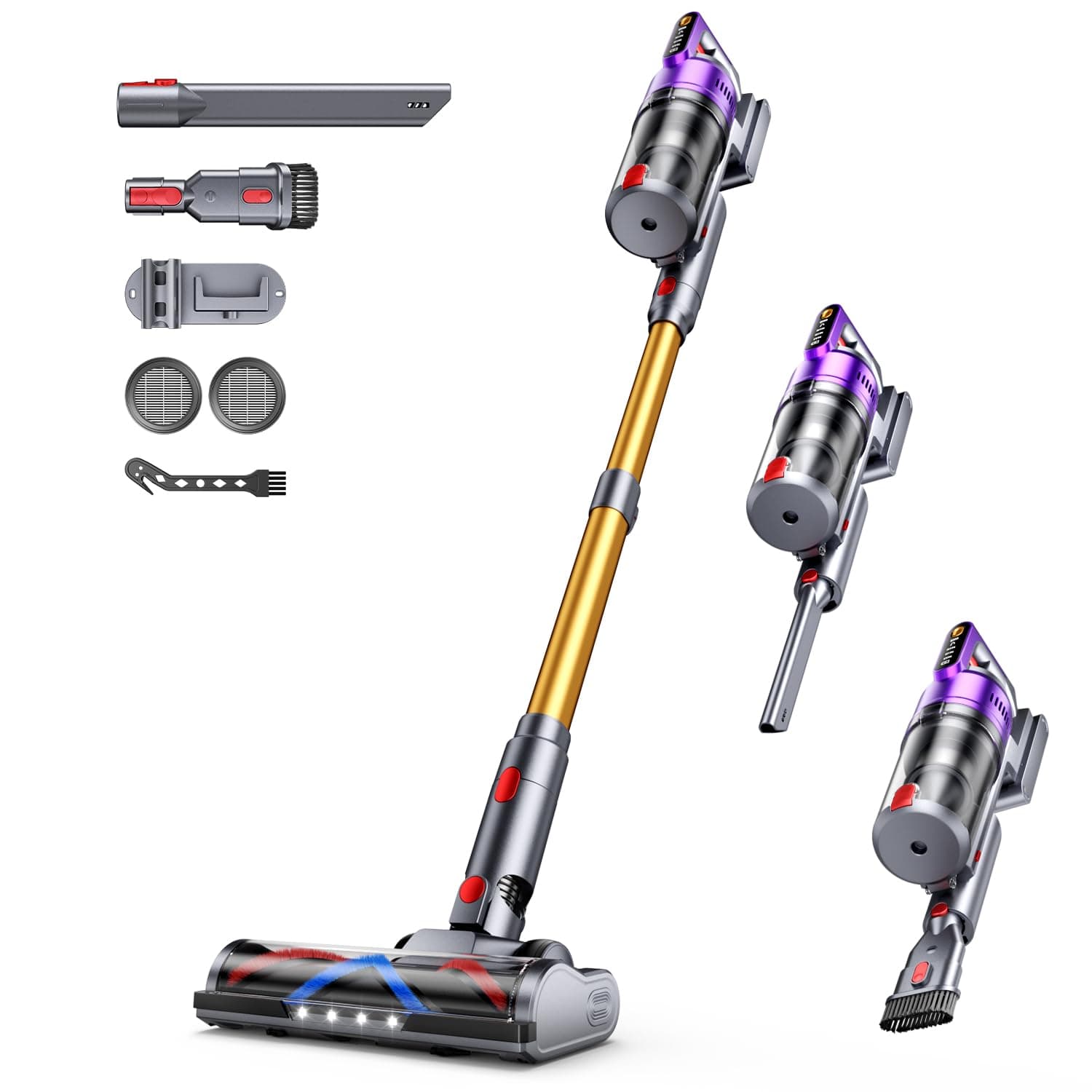 Aspirateur Balai sans Fil 680W/55KPA 75 Minutes Autonomie, Aspirateur sans Fil Puissant avec Écran Intelligent aspirateur Balai Puissant pour Les Poils d'animaux/Tapis/Sols Durs, 2026 Dernier Modèle