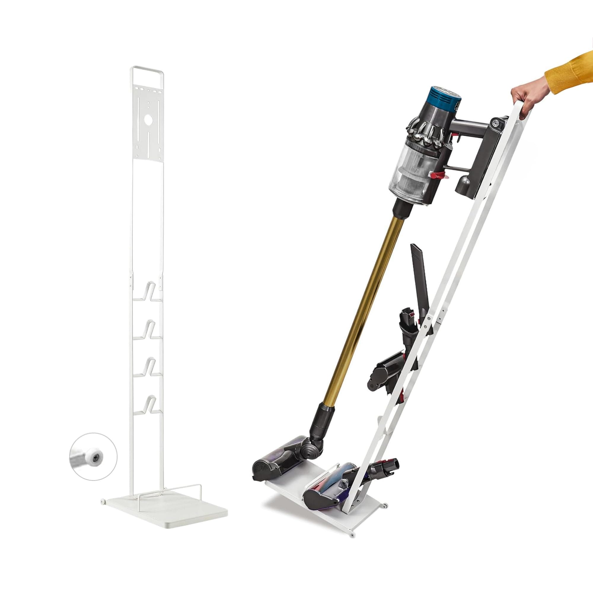 Supporto per Aspirapolvere Compatibile con Dyson V15 V12 V11 V10 V8 V7 V6 - DC45/ DC35/ DC58/ DC59/ DC62/ DC74- Organizzatore da Pavimento con Ruote senza Forare il Muro.