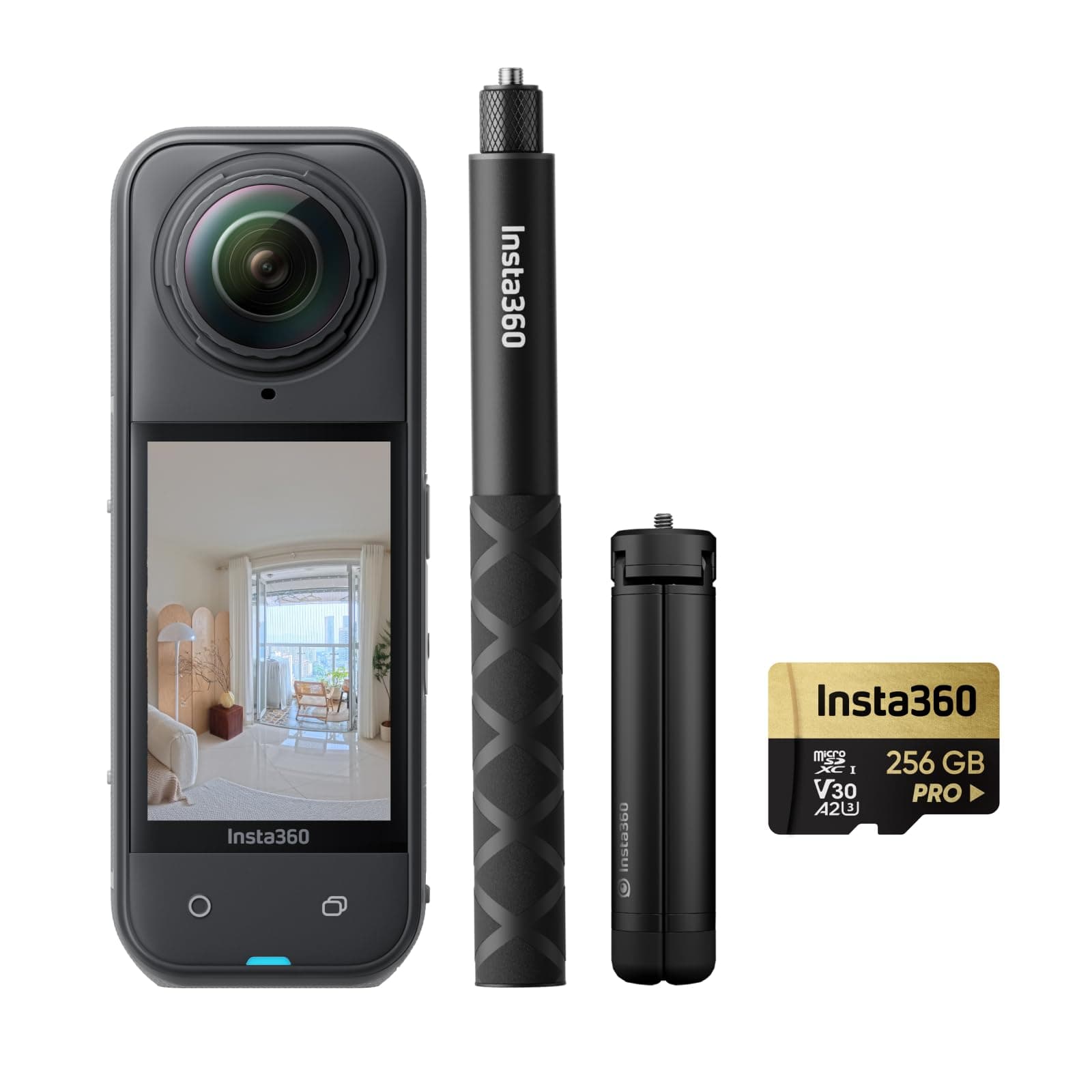 Insta360 X5 Paquete de Visita visrtual - Fotografía HDR 360º de 72 MP, Selfie Stick Invisible + trípode, batería de 2400 mAh