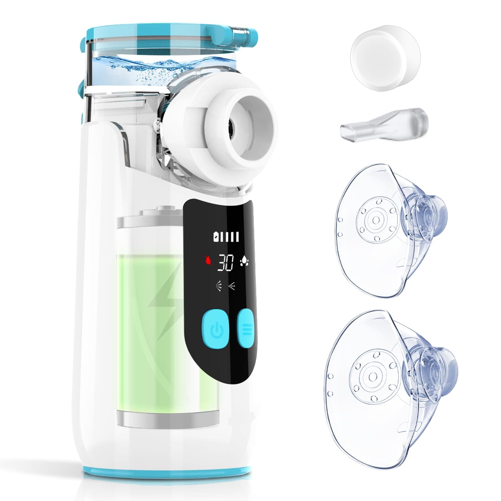 Wholede Aerosol Portatile Silenzioso, Ricaricabile Macchina Aerosol per Adulti e Bambini, Aerosol Ultrasuoni con 2 Maschere e Boccaglio(Nuova Versione 2025)