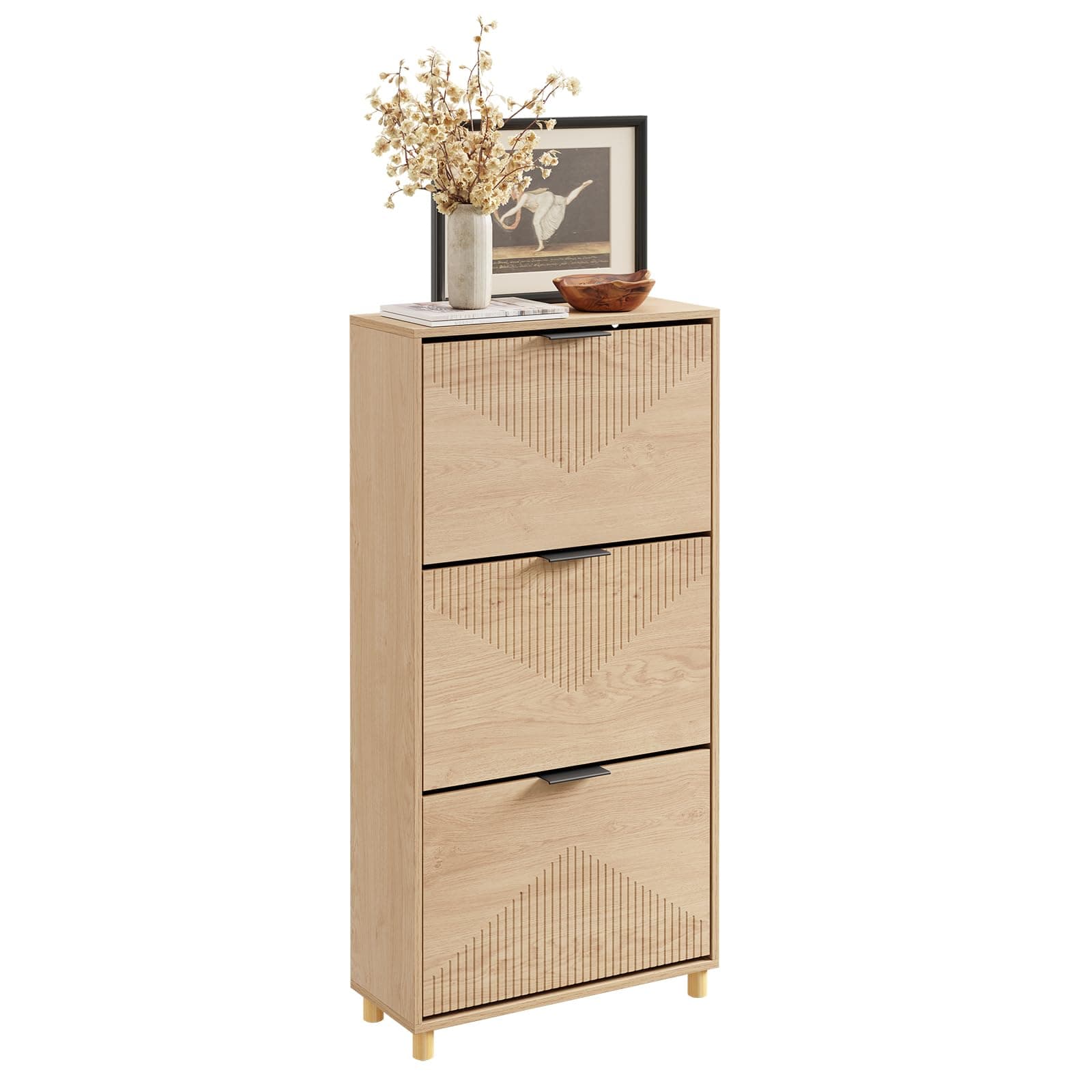 SoBuy Zapatero Entrada recibidor - Zapatero Estrecho Madera 24cm, Gran Capacidad para Zapatos hasta Talla 47, diseño nórdico, Pasillo, Entrada, Familia, Madera, 60x24x120cm, FSR213-N