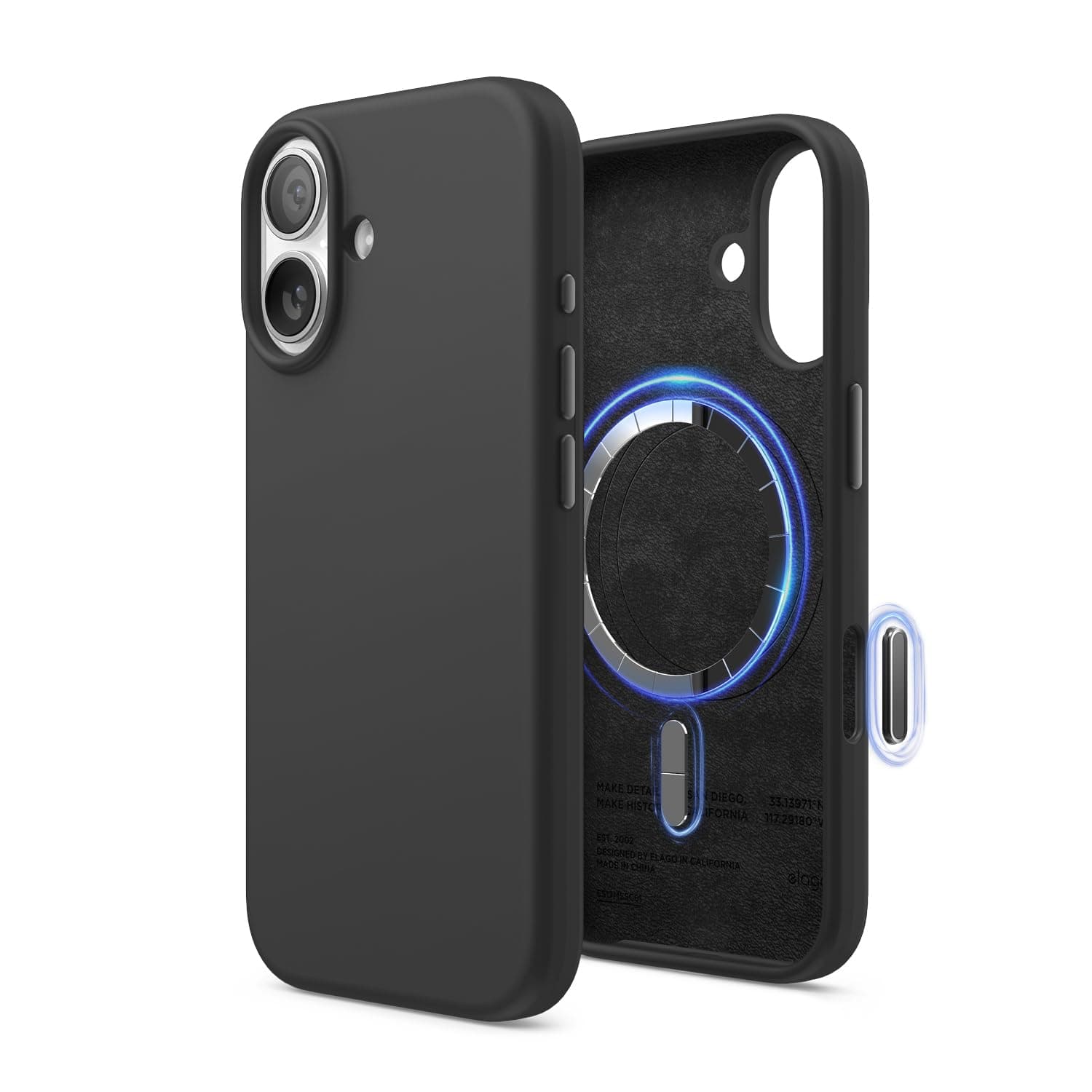 elago Cover Magnetica in Silicone Liquido per iPhone 17 (6,3") – Compatibile con MagSafe, Antiurto, Sottile, Finitura Soft-Touch (Nero)