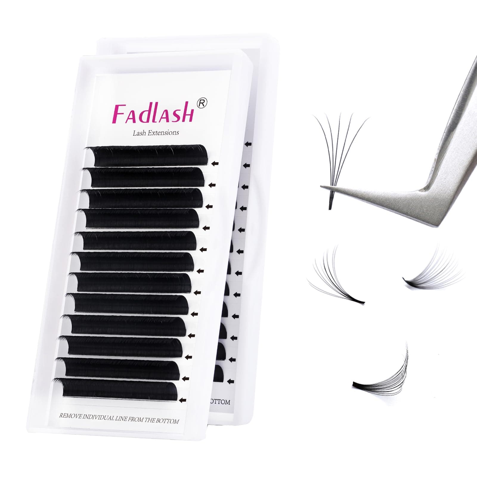 Extension Cils Easy Fan Lashes 0.07-CC Curl 11mm Extension de Cils Soie Volume Russe Professionnel Easy Fanning Lash Cils Bouquet Auto-Festonnés FADLASH(0.07-CC, 11mm)