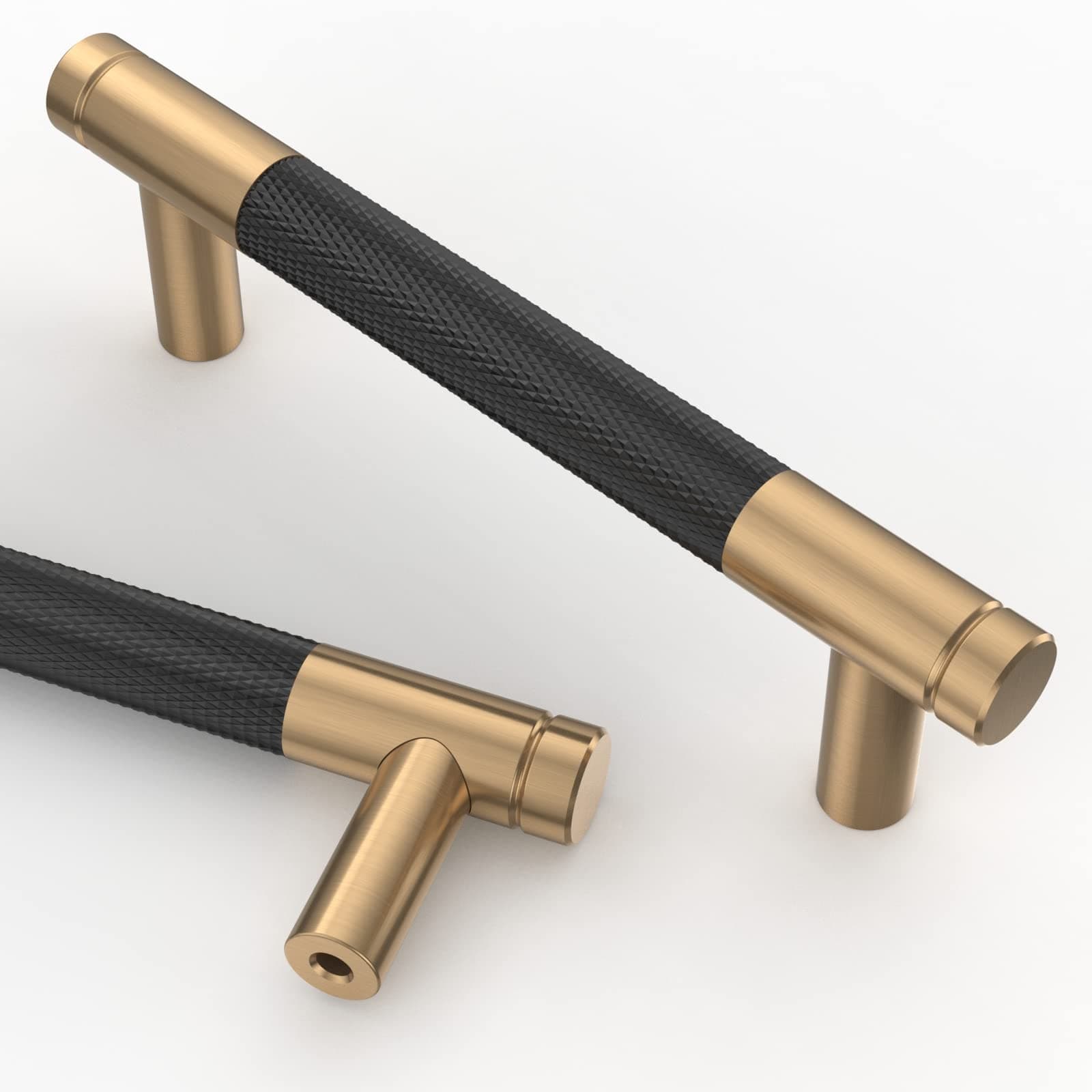 Amerdeco 10 Piezas Tiradores Negros y Dorados para Cocina 96mm, Tiradores para Armarios y Cajones, Tirador de Puerta UK0026