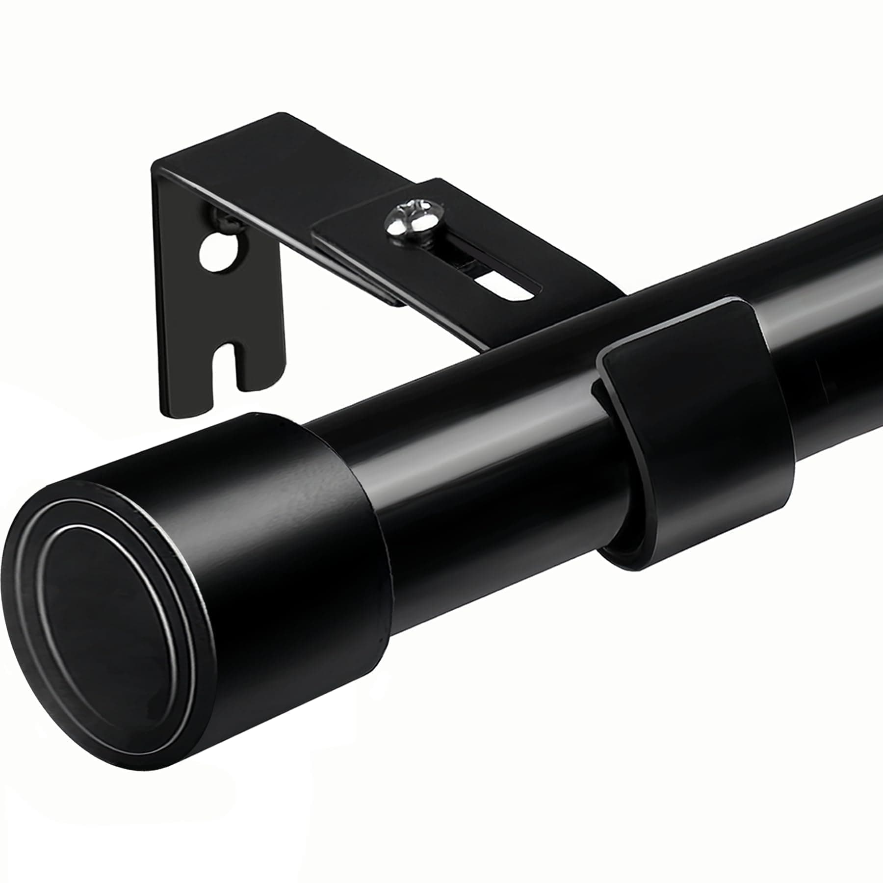 Barra cortina extensible para cortinas,para salón dormitorio cocina 84-290 cm (negro Φ25 mm)