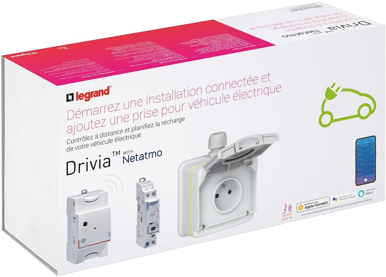 LEGRAND - Pack prise Green’up Access pour recharge véhicule électrique + module connecté, recharge accélérée x2, contrôle via smartphone ou assistant vocal, installation facile
