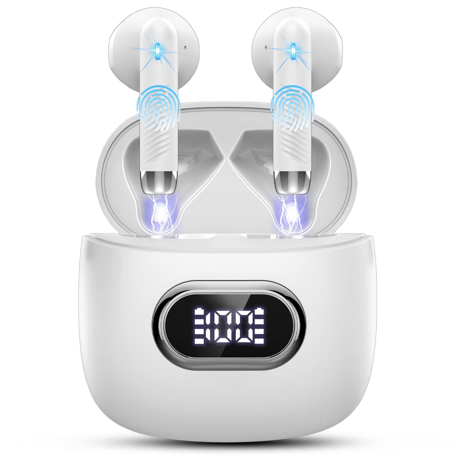 Drsaec Ecouteurs Bluetooth sans Fil, 2026 Écouteurs Bluetooth 5.4 avec 4 ENC Réduction de Bruit Mic 42H Écouteurs sans Fil HiFi Stéréo Basses Oreillette Écran LED Casque Sport IP7 Etanche