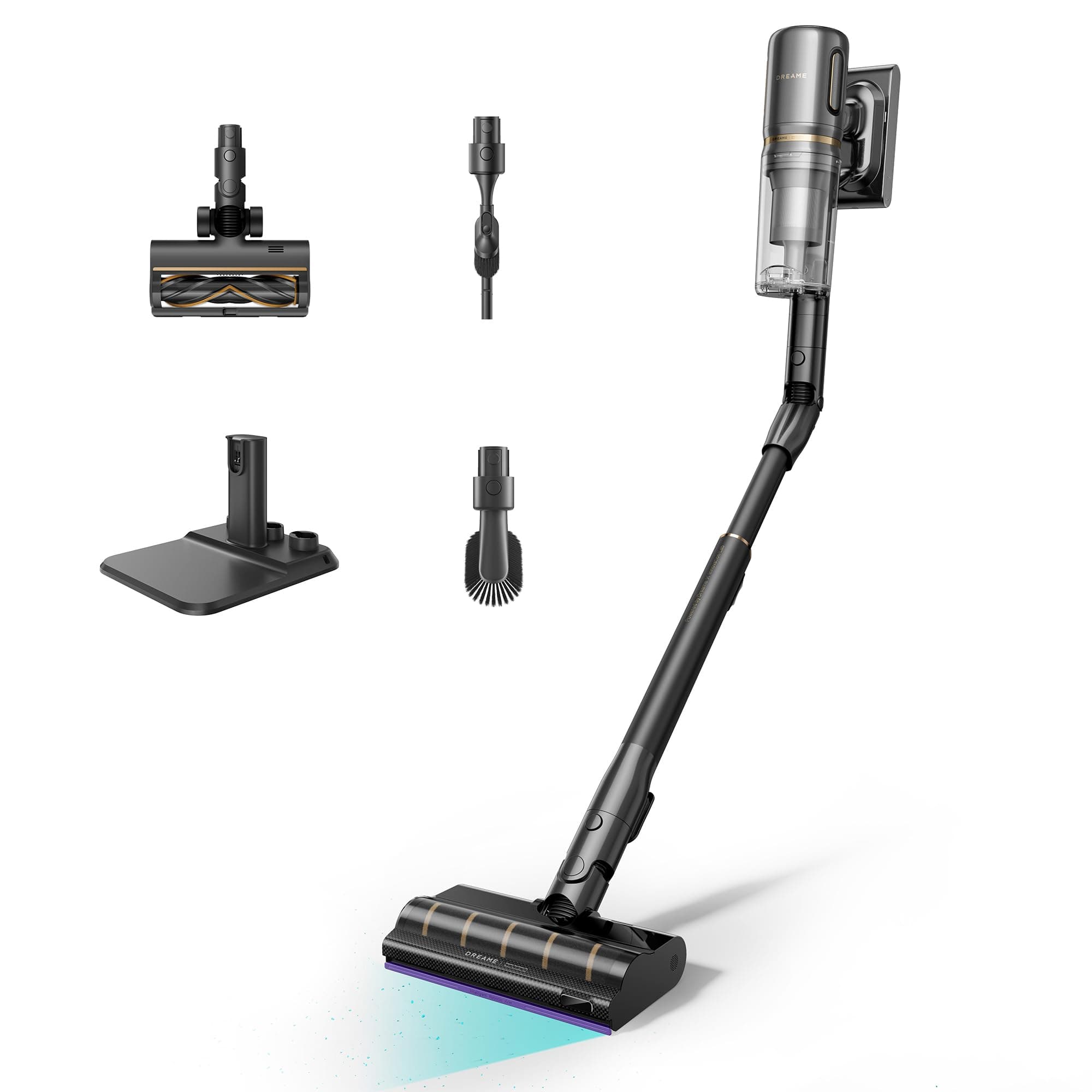 dreame V20 Pro-A Aspirateur Balais sans Fil, Nettoyage des Bords à 0 mm, des Sols Durs, des Tapis et des Poils, sans Nœuds, 24 000PA / 210 AW, Autonomie de 90 Min, Filtration à 99,99%