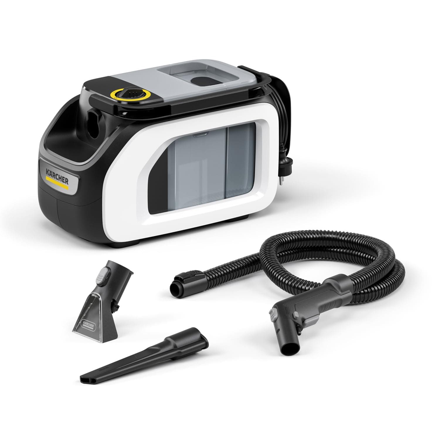 KÄRCHER Shampouineuse SE 3 Compact, Aspiration : 500W, Réservoir Eau : 1,7L, Surface : 2,76m2, Poids : 4,1kg, Flexible d'Aspiration, Buses de Lavage : Tissus et Fentes