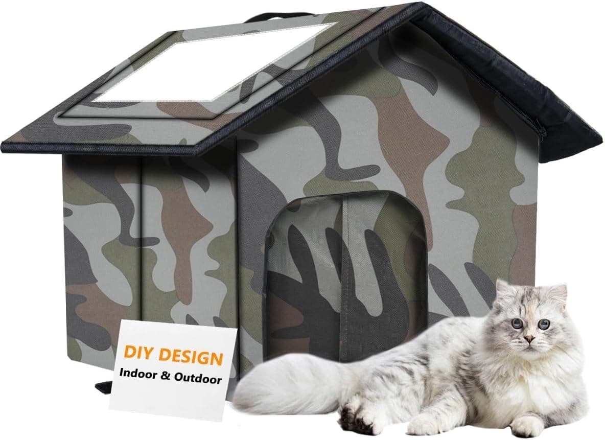WHDPETS Casa para Gatos, Cama Gato Cueva Resistente Al Calor y Al Frío, Fácil de Limpiar, Casa para Gatos Exterior para Gatos y Perros Callejeros 35 X 36 X 39cm