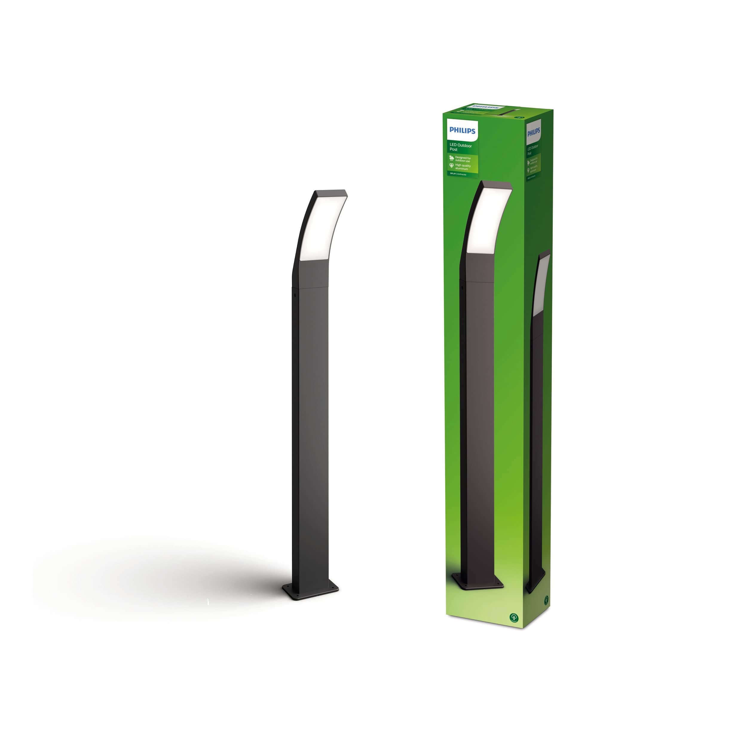 Philips Splay Lampe LED d'extérieur 12 W Anthracite Lumière blanche froide 4000 K Classe de protection IP44 Ampoule intégrée