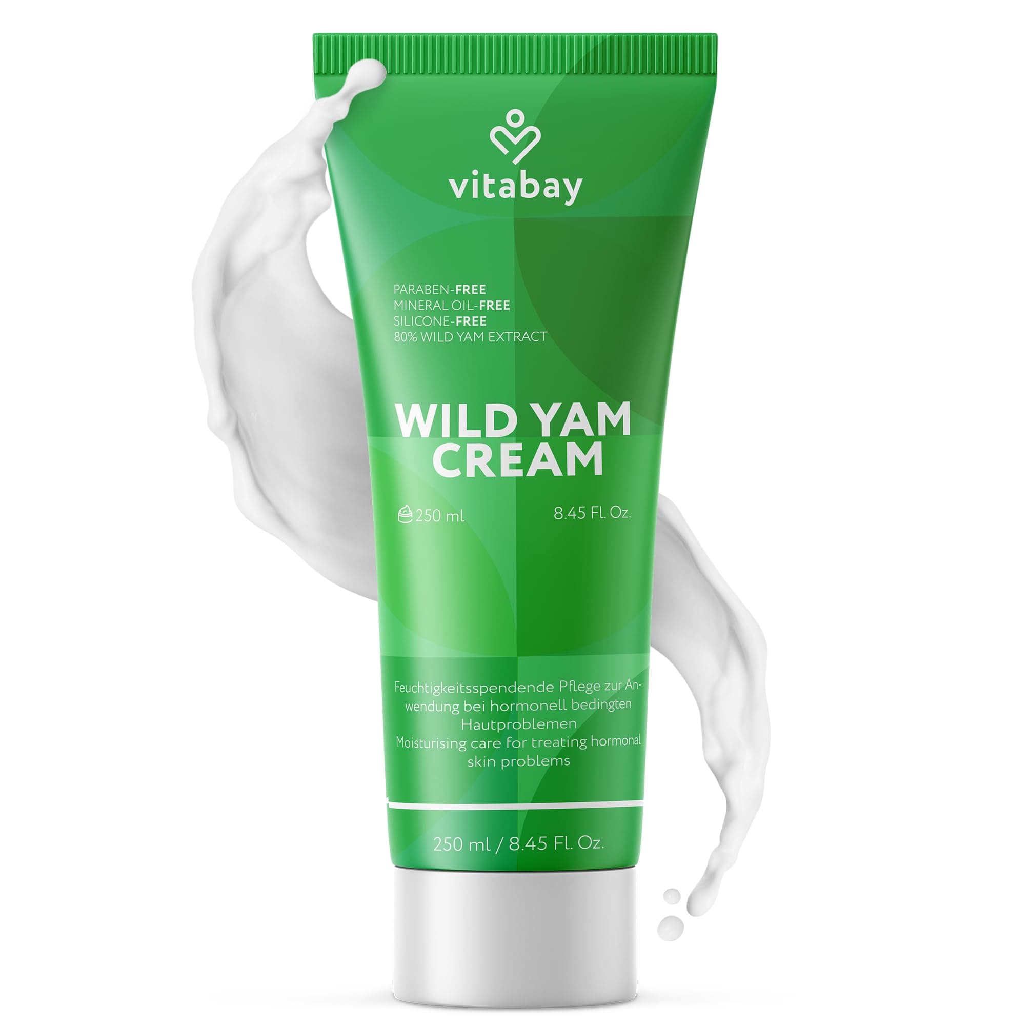 Vitabay Wild Yams Creme 250 ml – Pflegende Yamswurzel Creme für Gesicht und Körper – Wild Yam Cream – 100% vegan & nano-frei