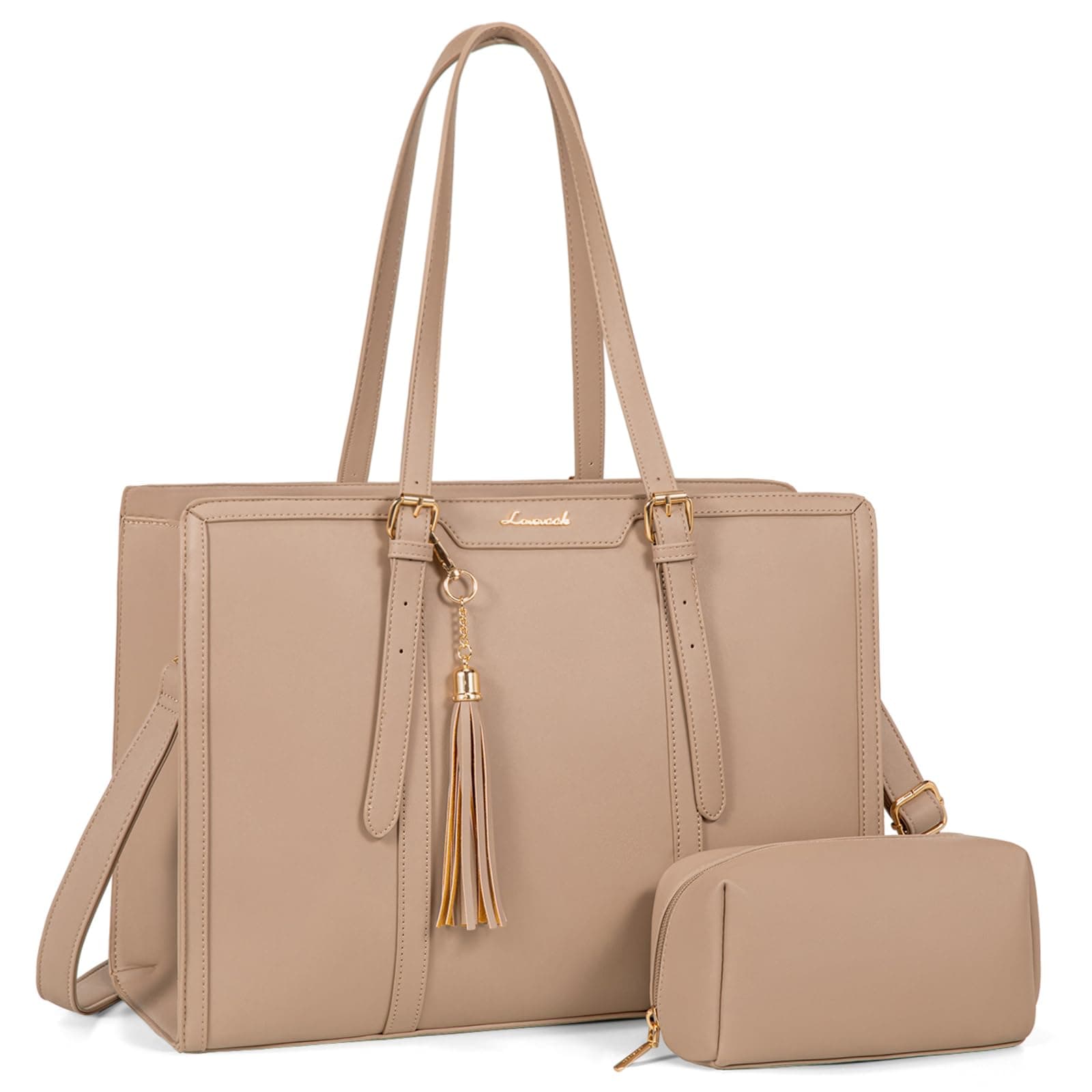 LOVEVOOK Schultertasche Damen Laptoptasche 15,6 Zoll Handtasche Groß Tote Bag Women Leder Shopper Shoulder Crossbody Bag Elegante Aktentasche Arbeitstasche Lehrertasche Umhängetasche für Büro Reise