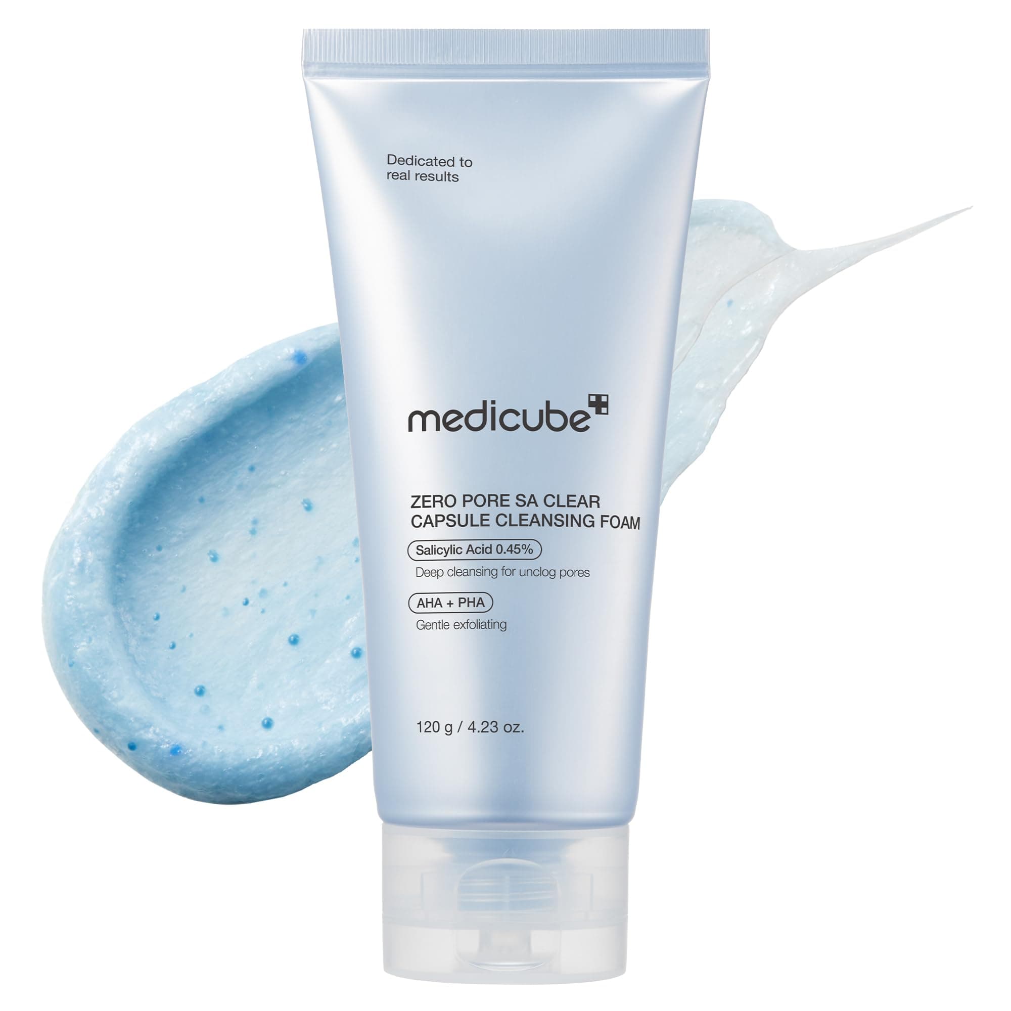 medicube Zero Pore Clear Blue Capsule Cleanser 120 g – AHA/BHA/PHA per pori, punti neri e texture – Detersione delicata quotidiana