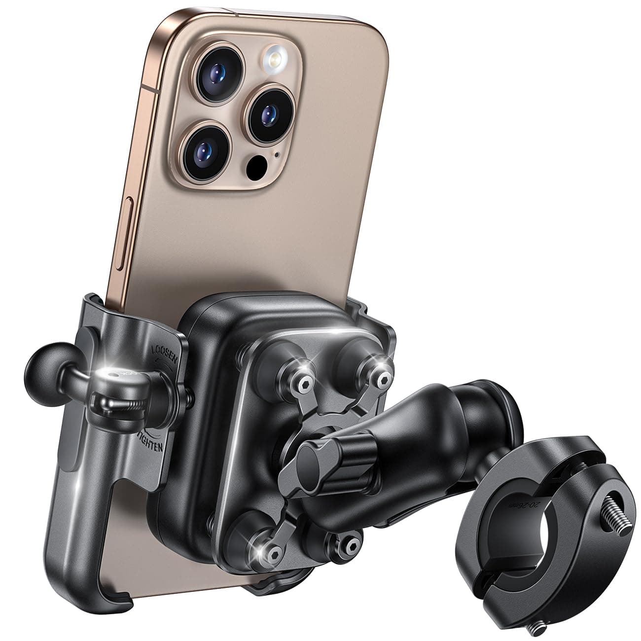 Lamicall Handyhalterung Motorrad, Fahrrad Handyhalter - [Ganzmetall & Ideal für Videos] Vibrationsgedämpfte Handy Halterung Motorrad, Lenker Halter mit Verlängerungsarm, für iPhone 17/16, 4,7-7,2 Zoll