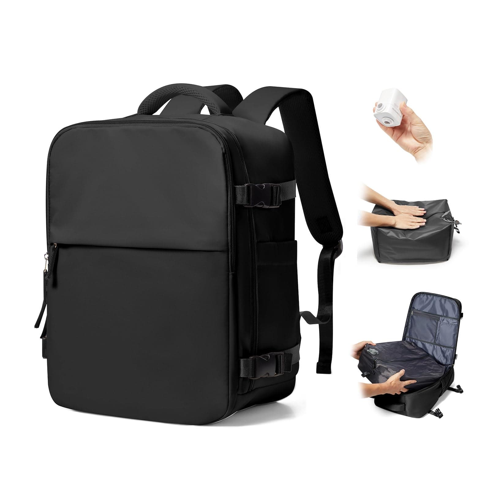 BJLFS Zaino da Viaggio con Sottovuoto Ryanair 40x30x20 Wizzair Bagaglio a mano 40x20x25 Ryanair con Pompa Borse da Cabina per Easyjet 45x36x20 con compressione sottovuoto,Zaino Casual per Laptop