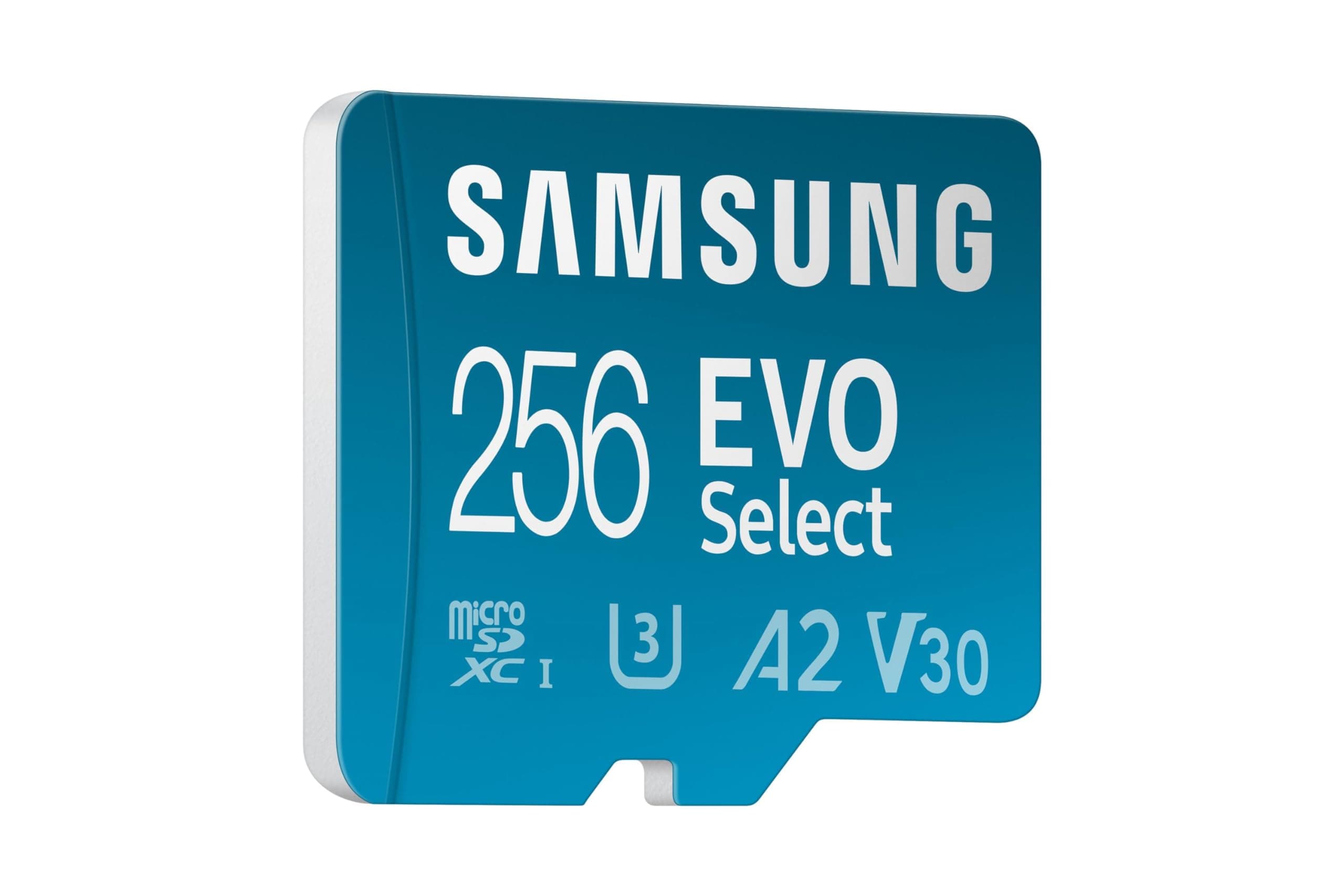 Samsung Memorie EVO Select Scheda MicroSD da 256GB, UHS-I U3, fino a 160 MB/s, compatibile con Smartphone, Tablet, Console Gaming, GoPro
