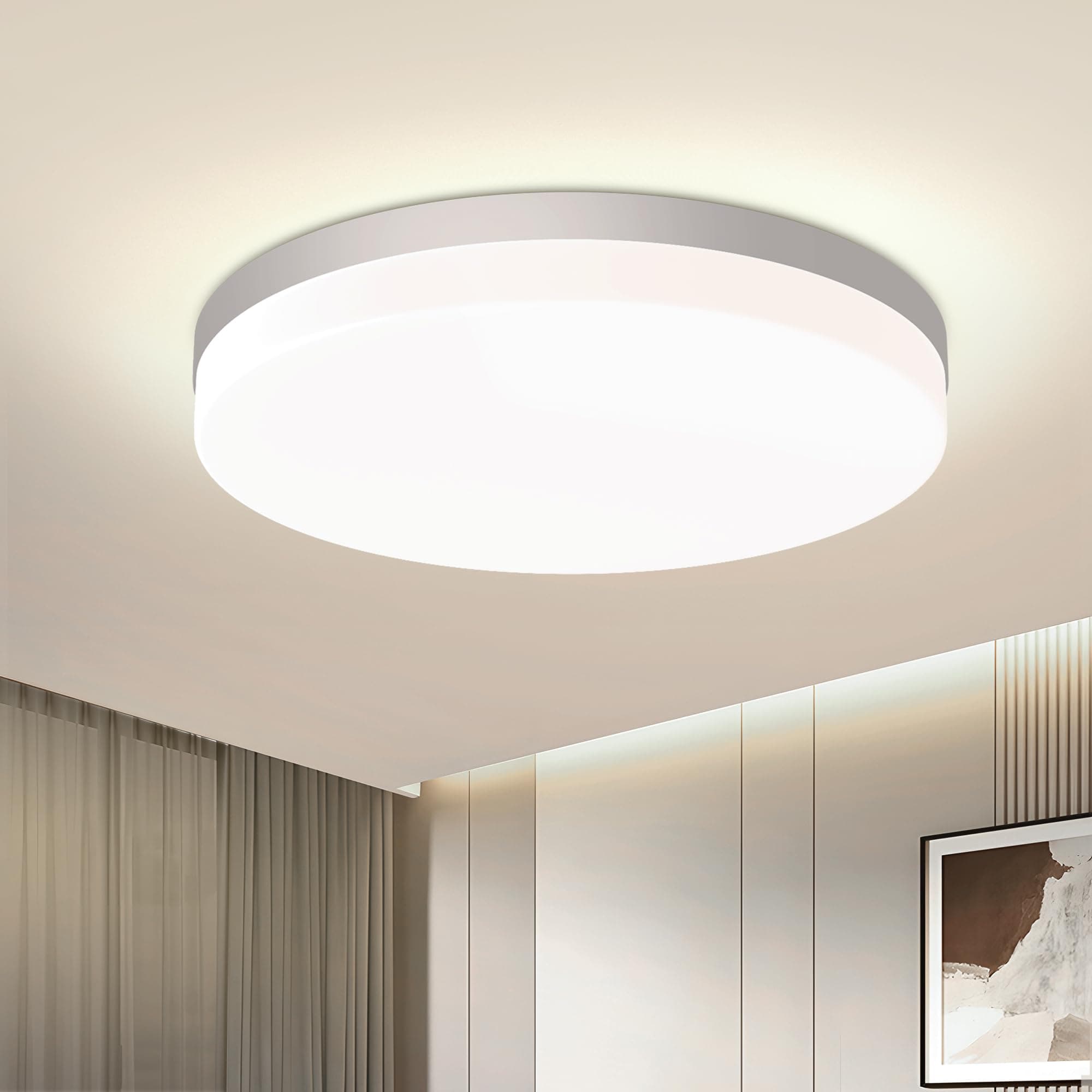 EASY EAGLE Plafoniera LED Soffitto 36W 4000K Neutro Bianco 3600LM IP44 Rotonda Moderno Plafoniere per Soggiorno Camera da letto Bagno Cucina Corridoio 23CM