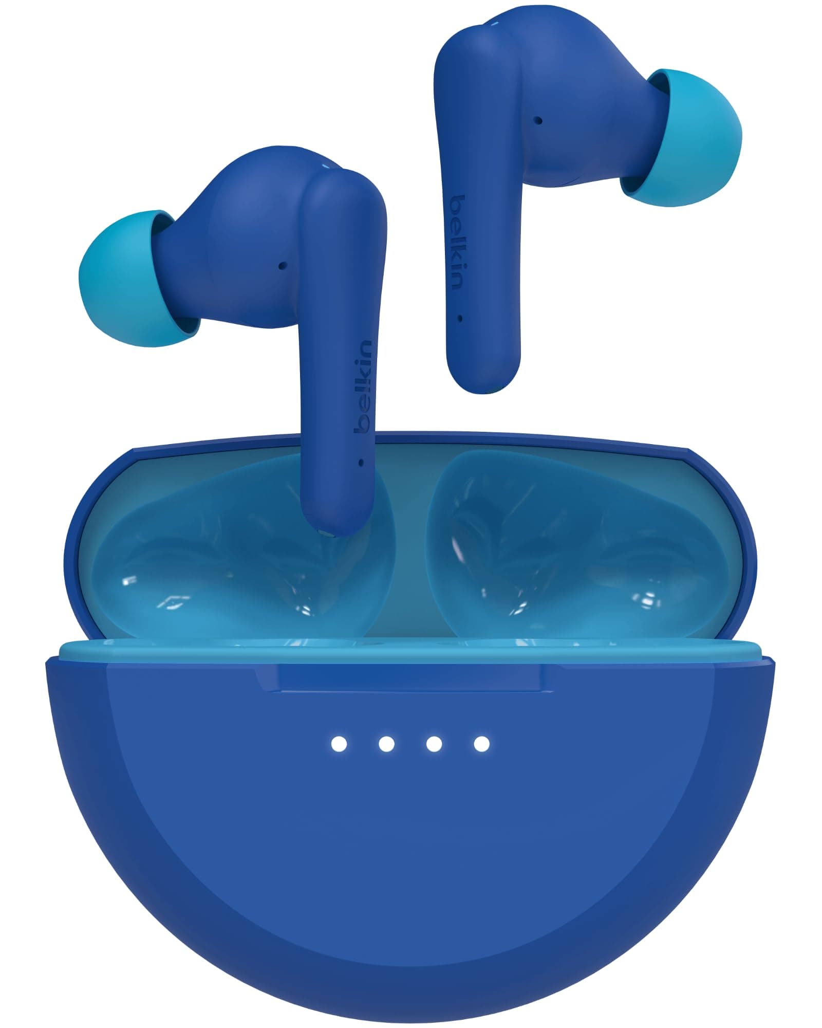 Belkin SoundForm Nano 2 Bluetooth In-Ear Kinderkopfhörer mit integriertem Mikrofon, 28 Std. Akkulaufzeit, Lautstärkebegrenzung auf 85 dB, wasserfest nach IPX5, für iPhone, iPad, Galaxy usw. – Blau