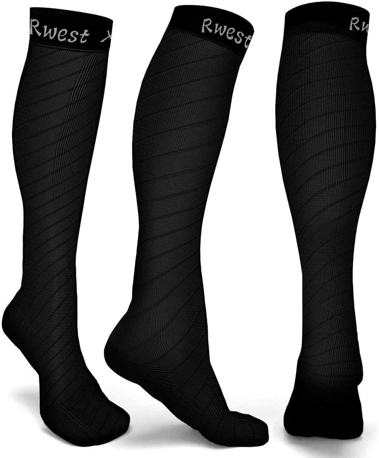 Rwest X Bas de Contention Femme et Homme, Chaussettes de Contention, Chaussette de Compression pour le sport, le fitness, la course, la randonnée, les voyages, le cyclisme