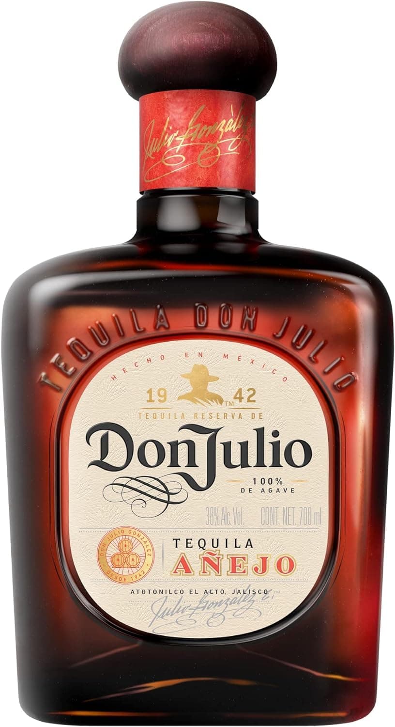Don Julio Añejo, premium gereifter Tequila aus Jalisco, Mexiko, 100 % blaue Agave, 18 Monate im Eichenfass gelagert, pur, als Paloma- und Margarita-Cocktail, 38,00 % vol, Einzelflasche, 700 ml