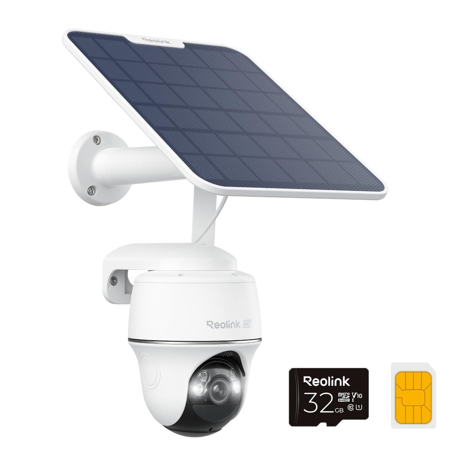 Reolink 4K 8MP Cámara Inalámbrica de Exteriores con Batería, 3G/4G LTE, 360° PTZ, Visión Nocturna en Color, Detección Smart, Audio Bidireccional, Fácil Instalación, Go PT Ultra + Panel Solar + 32GB SD