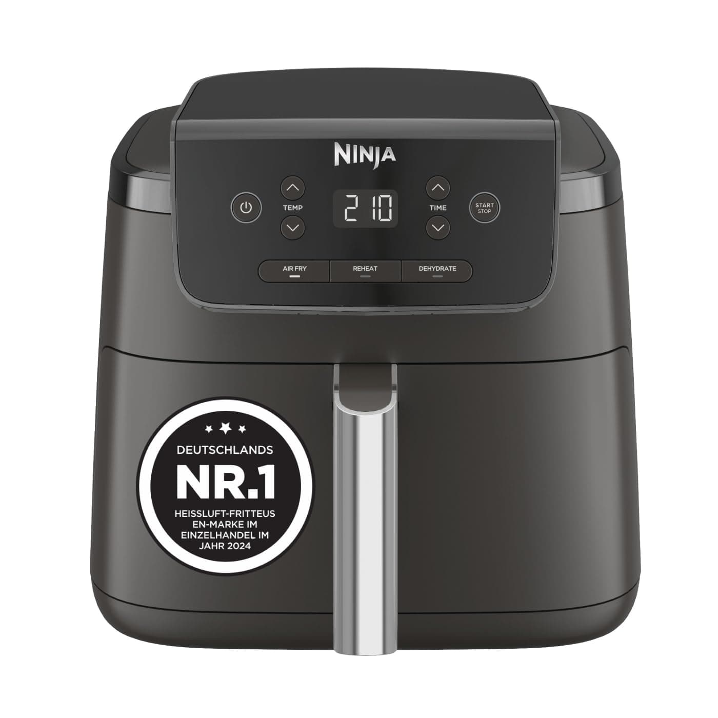 Ninja Luftfritteuse 4,7L 3in1 Luftfritteuse Fritteuse Heißluftfritteuse Heißluftfritteuse 1-2 Portionen Digital Tiefkühlfach Antihaft-Fritteuse Frittierkorb 2000W Schwarz AF110EU