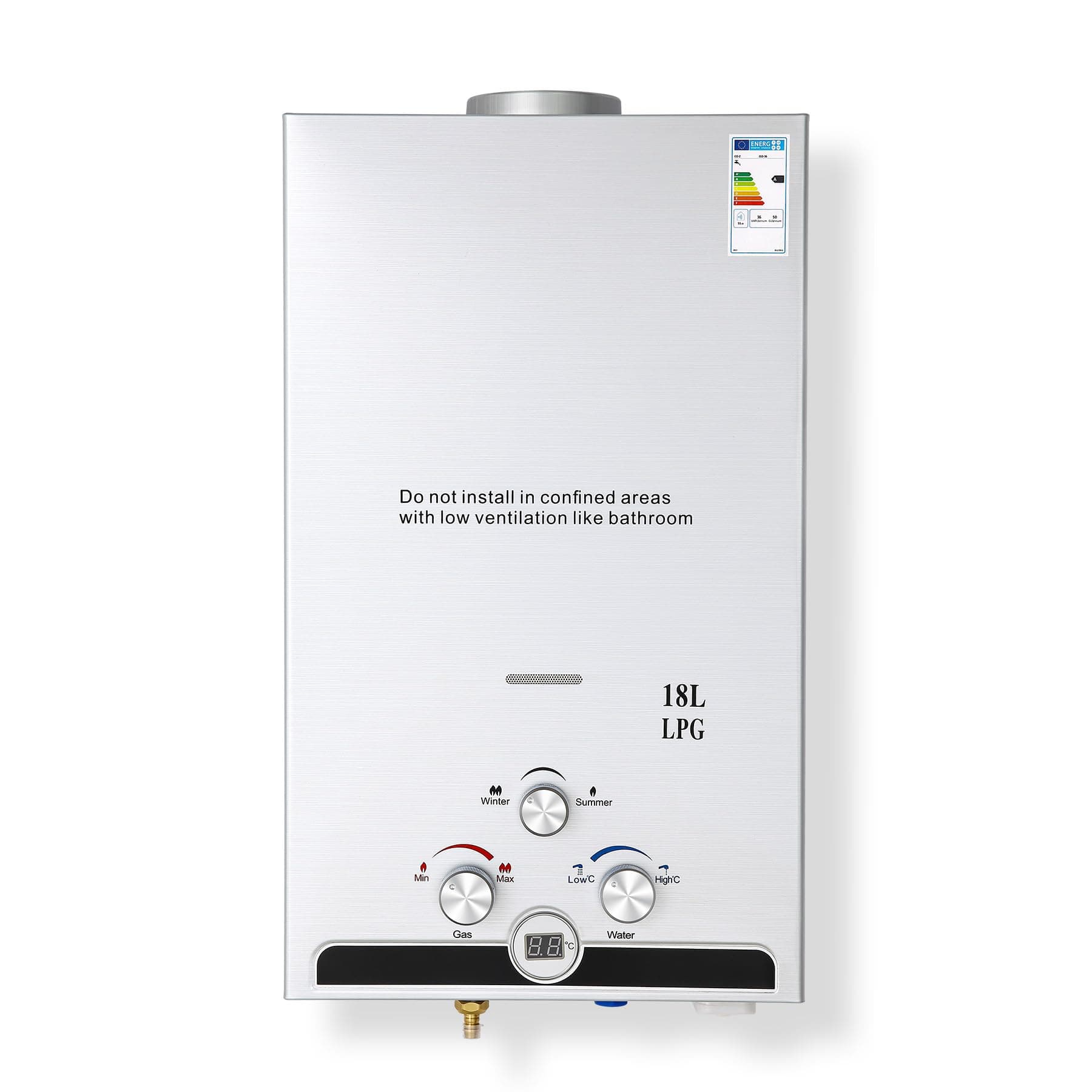 CO-Z 18 L Calentador de Agua Butano Calentador de Agua LPG Instantáneo, Certificado CE, Calentador de Agua de Gas Licuado de Petróleo sin Tanque (18 L)