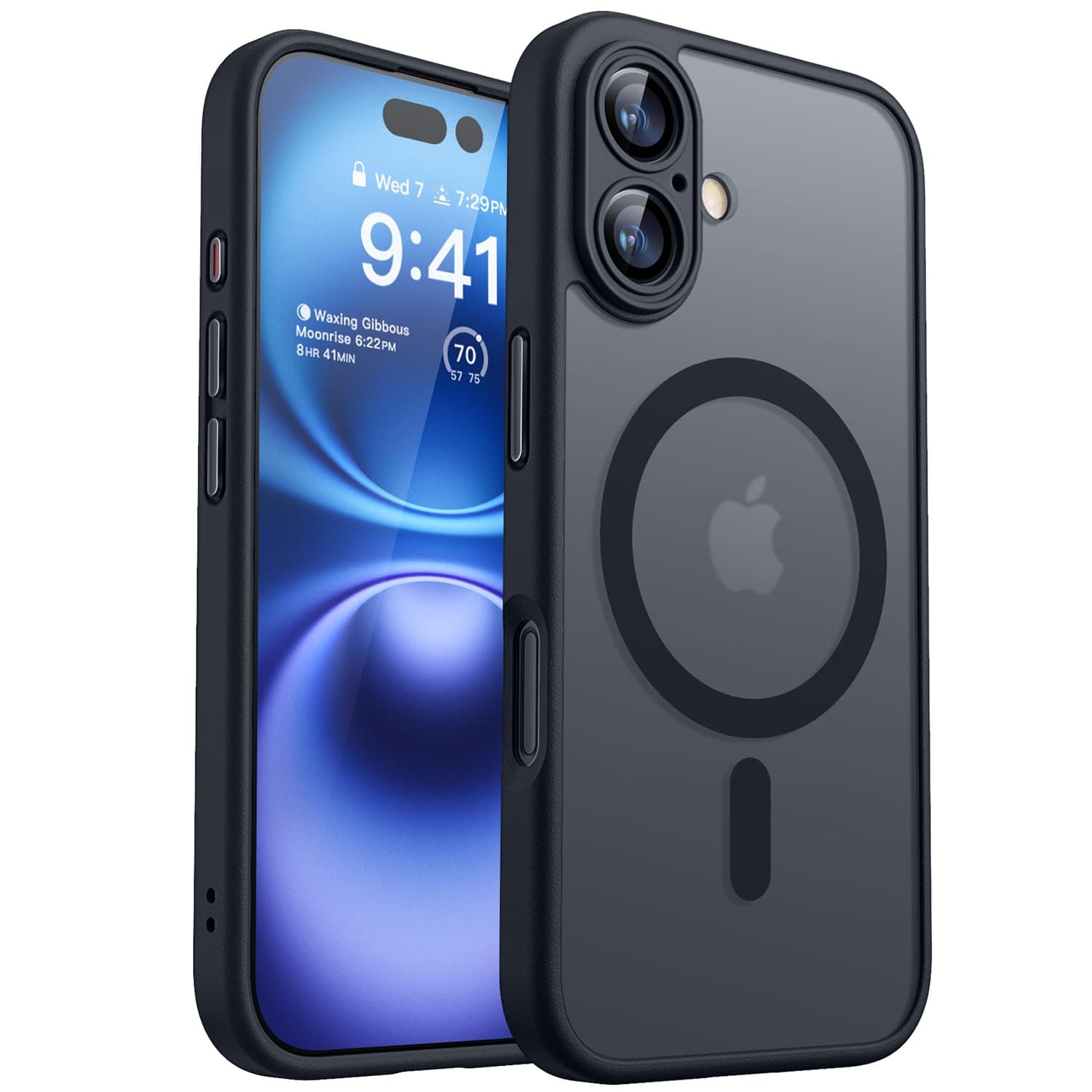 CANSHN Cover Magnetica per iPhone 16(6,1 Pollici), Compatibile con MagSafe, [Protezione Completa Della Fotocamera], Custodia Traslucida Opaca Protettiva Sottile Antiurto 6,1 Pollici - Nero