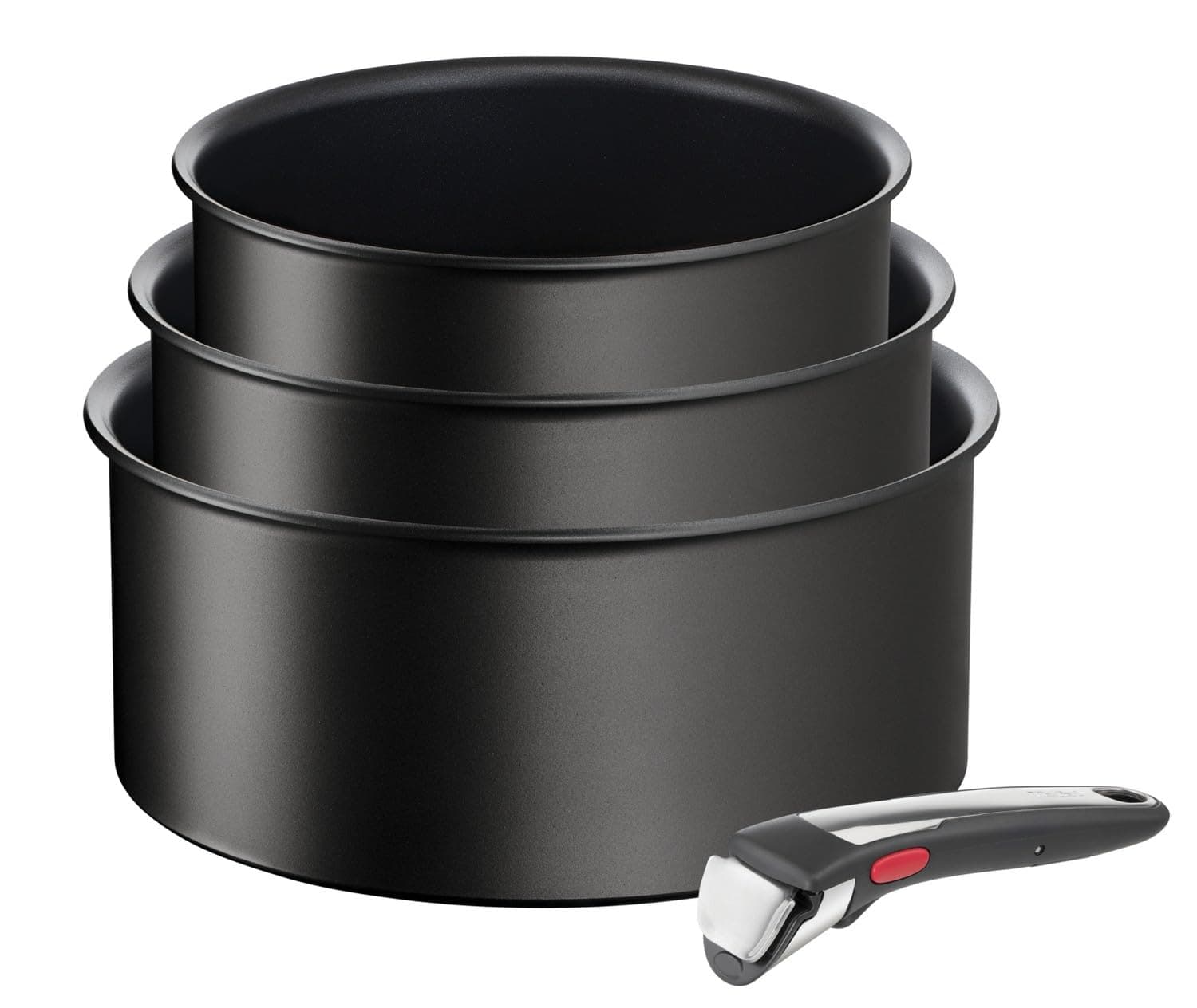 Tefal - Ingenio Lot de 3 casseroles avec poignée amovible 16, 18 et 20 cm | Poêle induction empilable pour cuire - Gratiner et conserver - Revêtement Titanium anti-rayures - Compatible tous feux