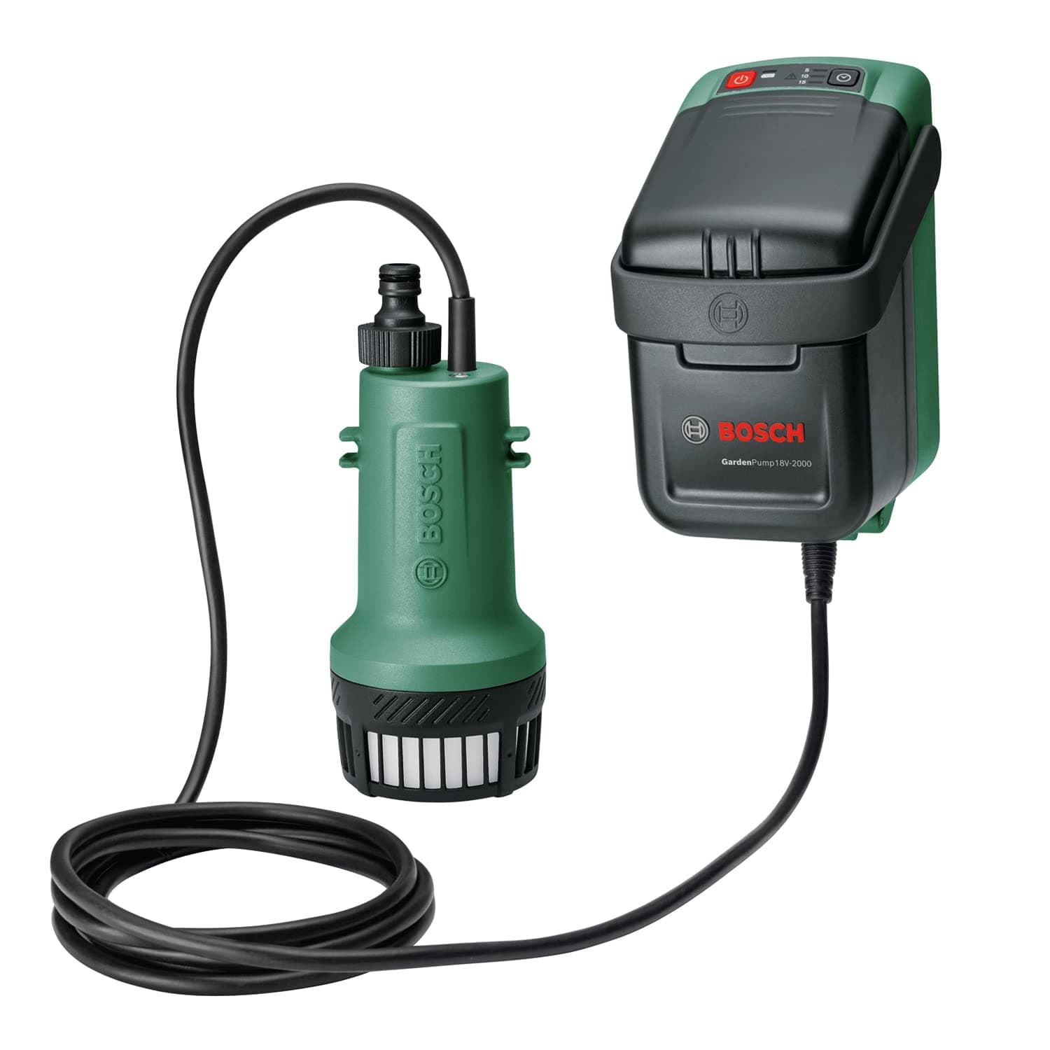 Bosch Pompe à eau Submersible sans fil GardenPump 18V-2000 (sans batterie, système 18 V, dans une boîte en carton)