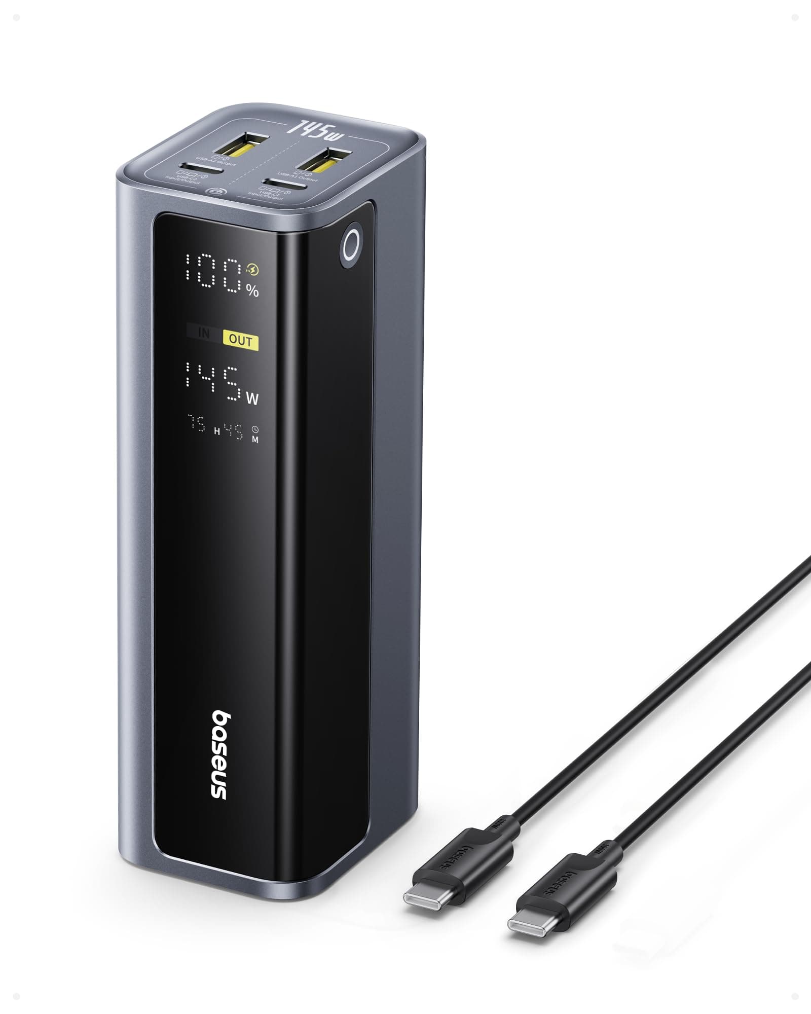 Baseus EnerGeek Powerbank 145W 20800mAh, Batteria Portatile con 2X USB-C PD 3.0 100W Max Ricarica Rapida, Display Digitale, Compatible with MacBook Pro, Dell, HP, SteamDeck, iPhone 16/15/14, Samsung