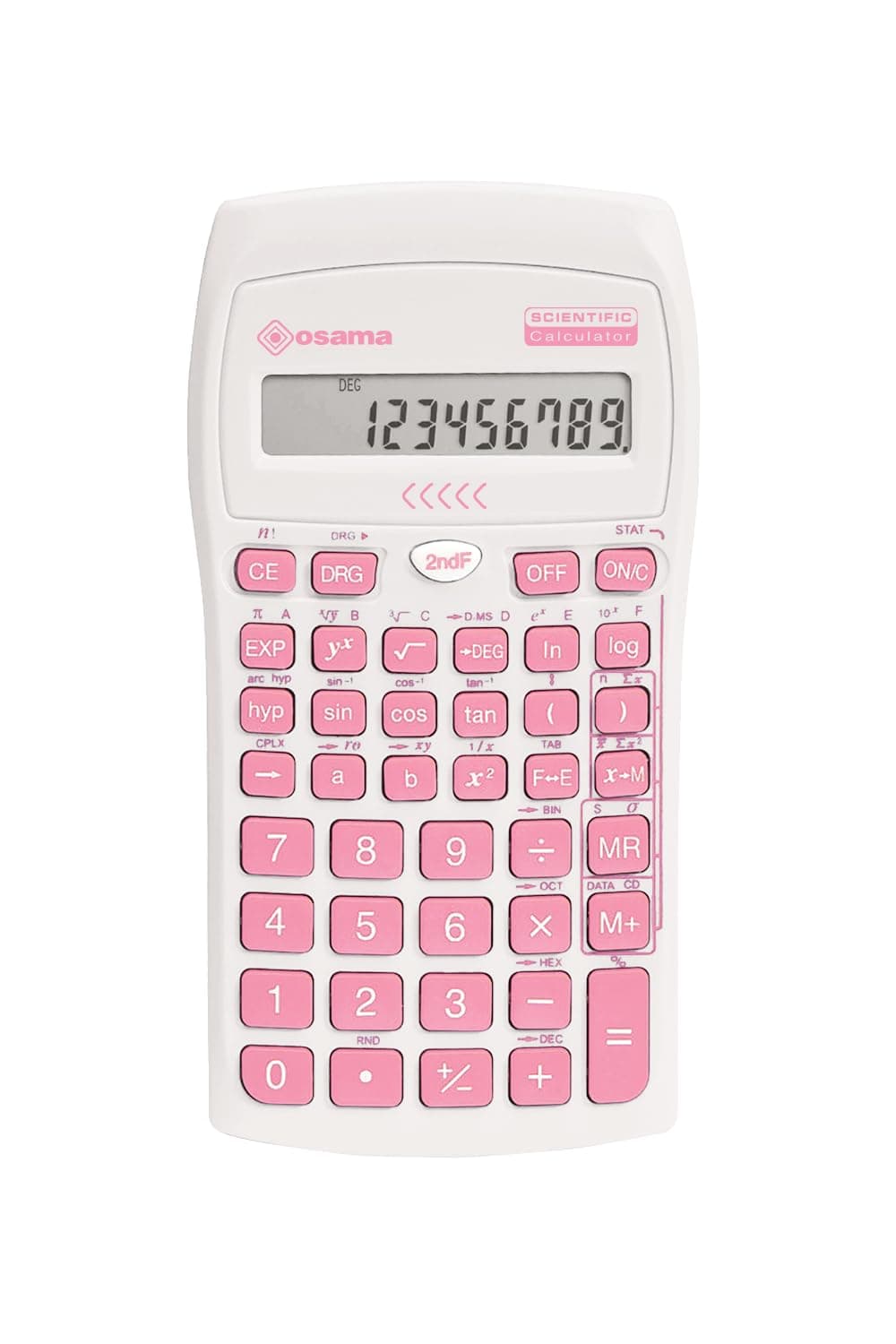 OSAMA - Calcolatrice Scientifica 56 Funzioni, 10 Cifre Mantissa e 2 Esponente, Cose per la Scuola con Custodia Scorrevole Valida per Esami di Stato - Materiale Scolastico per Back to School, Rosa