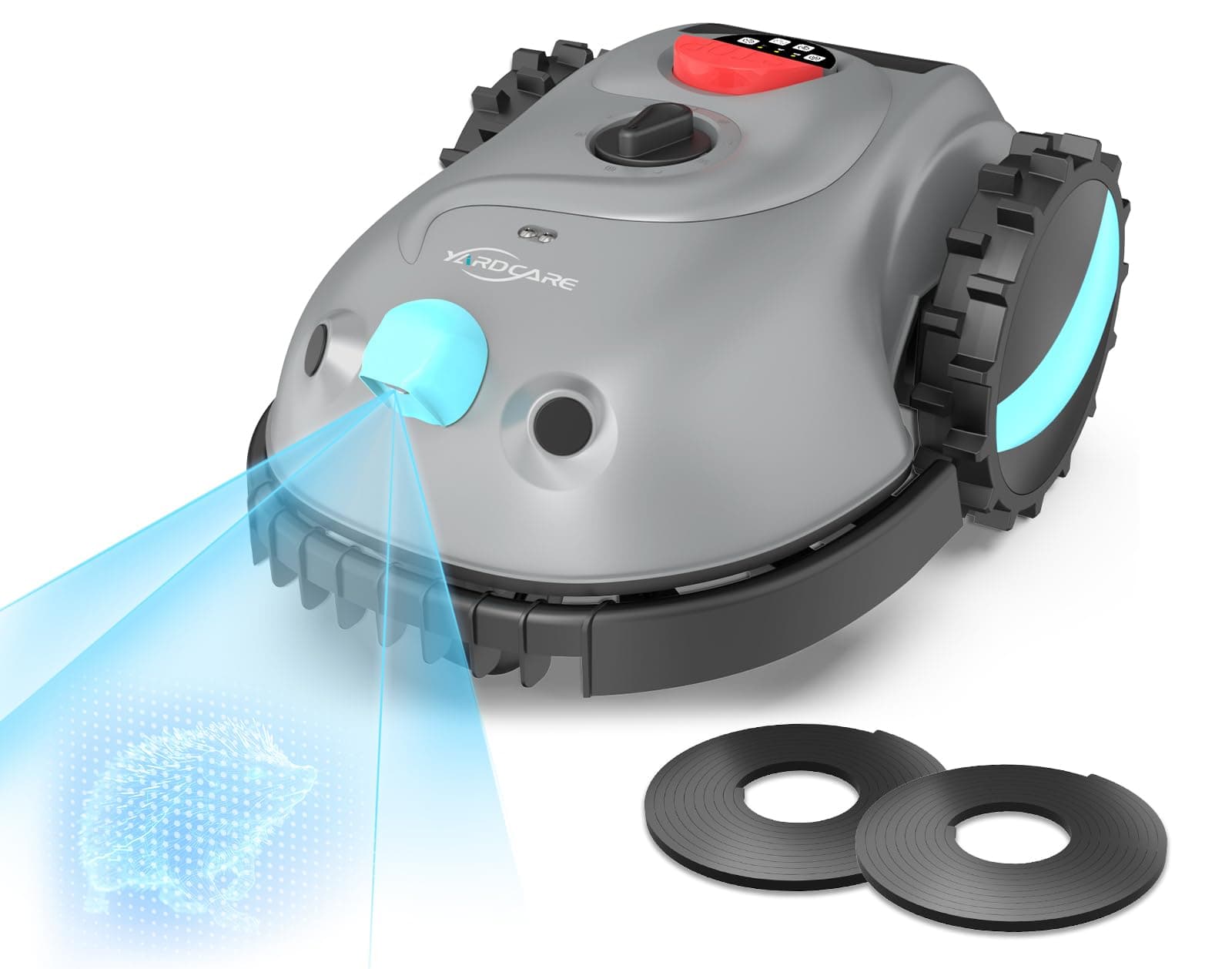 YARDCARE V100 Robot Tagliaerba Senza Filo Perimetrale, Navigazione Visiva, Evita gli Ostacoli(150 tipi), Robot Tosaerba a Batteria da 4,0 Ah con Lama di Ricambio, Adatto a Piccoli Giardini