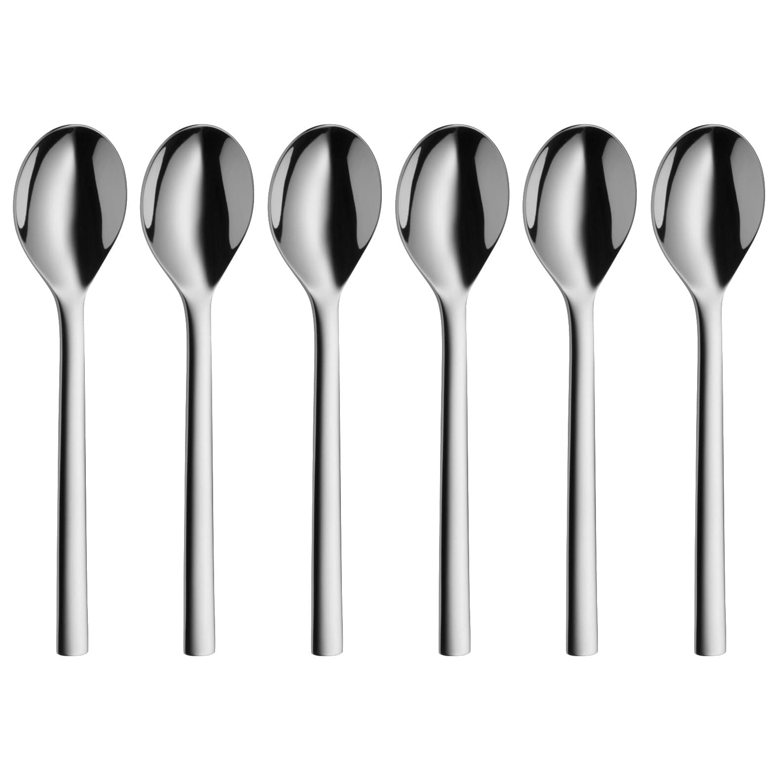 WMF Nuova Tee-/ Kaffeelöffel Set 6-teilig, 13,5 cm, Teelöffel Cromargan Edelstahl poliert, Dessertlöffel glänzend, spülmaschinengeeignet