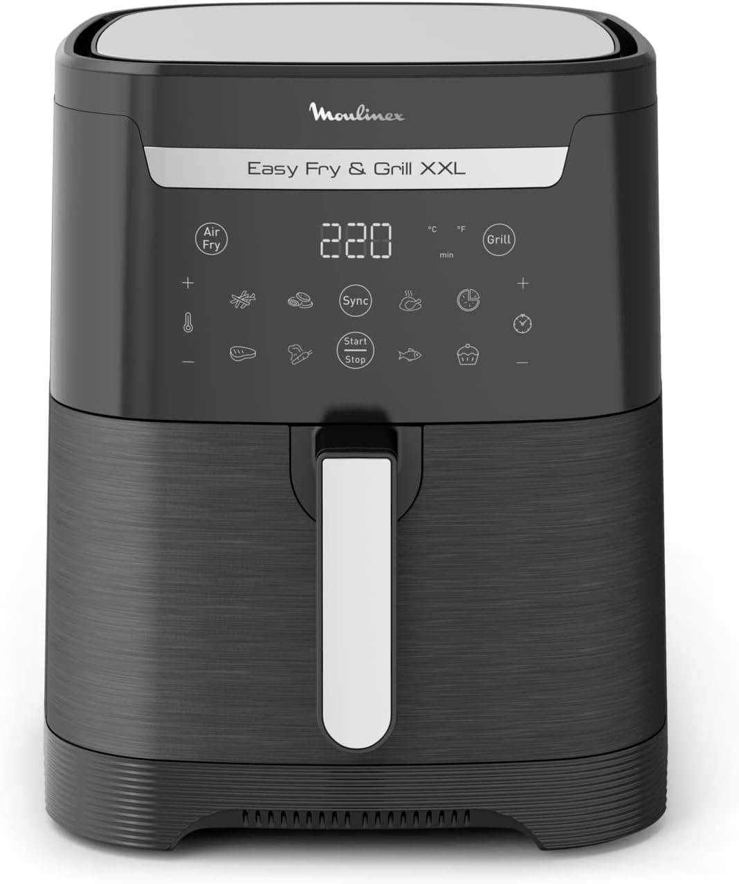 Moulinex Easy Fry & Grill XXL Friggitrice ad Aria, 6,5Litri/2Kg, 2 Pietanze in 1, Cottura ad Aria e Griglia, Capacità fino a 8 Persone,1830W, 8 Programmi, App Ricette, EZ8018