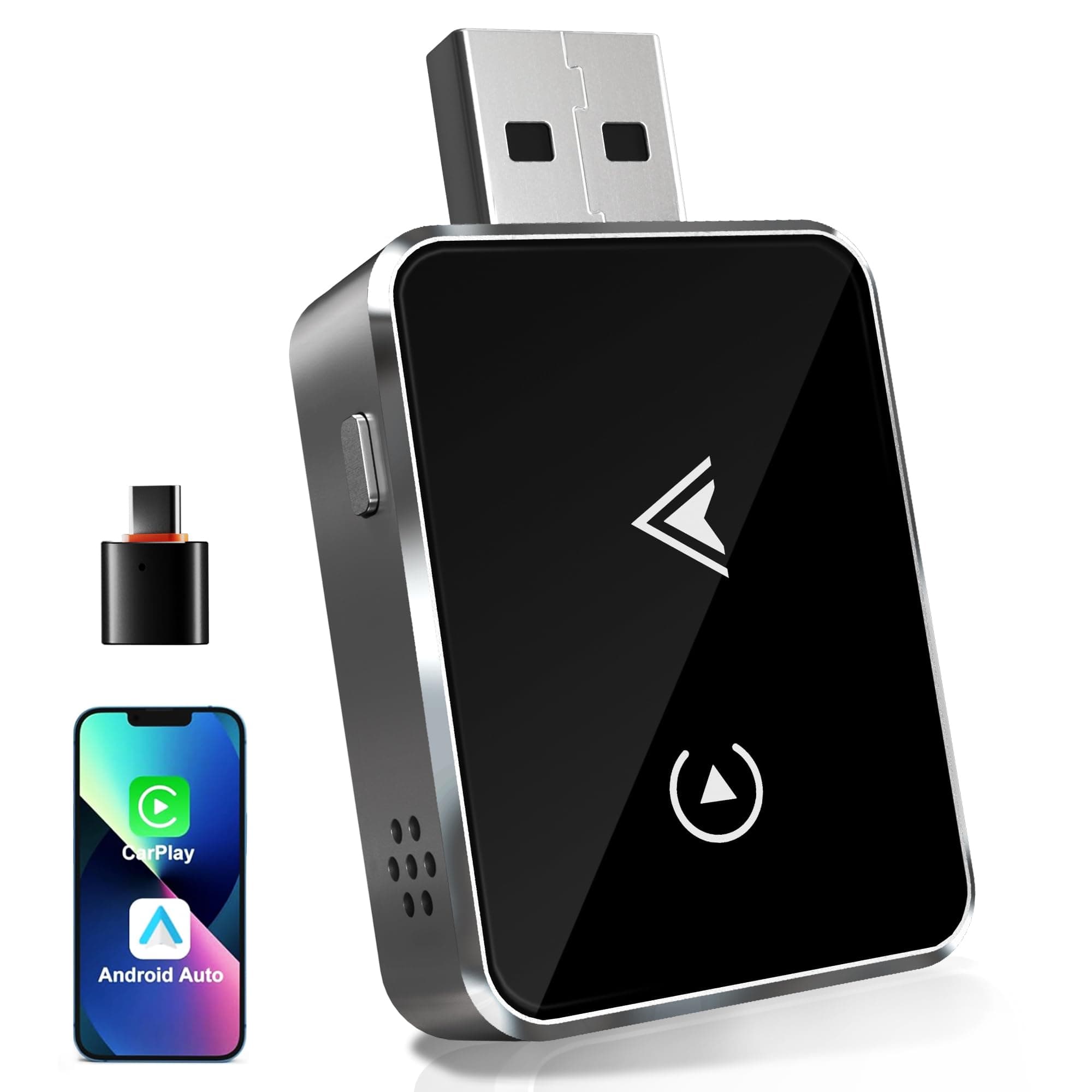 Adattatore Wireless 2-in-1 per CarPlay & Android Auto – Upgrade 2025, Adattatore USB/Type-C senza fili, Connessione Veloce e Stabile senza Ritardi, Compatibile con iOS 10+ e Android 11+