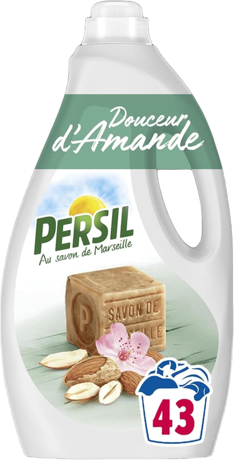 Persil - Lessive Liquide Douceur d'Amande – Parfum aux extraits naturels de Vanille - Encore Plus Efficace Même à Froid - Testée Dermatologiquement - 43 Lavages
