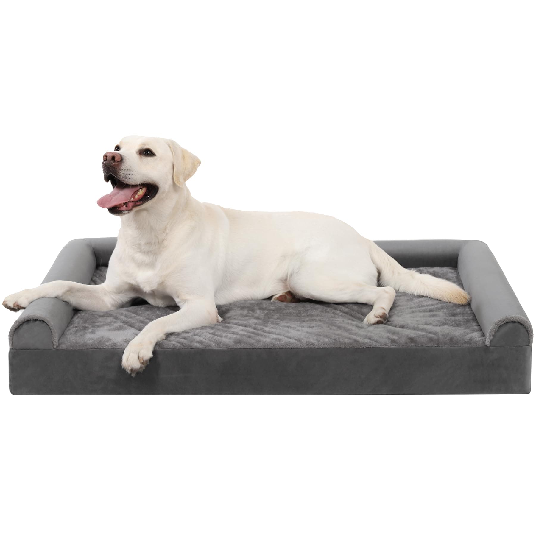 KSIIA Cama Perro Grande 105x70x18cm Cama Ortopédica para Perros Grandes Sofá para Perros Lavable y Desenfundable, XL Gris