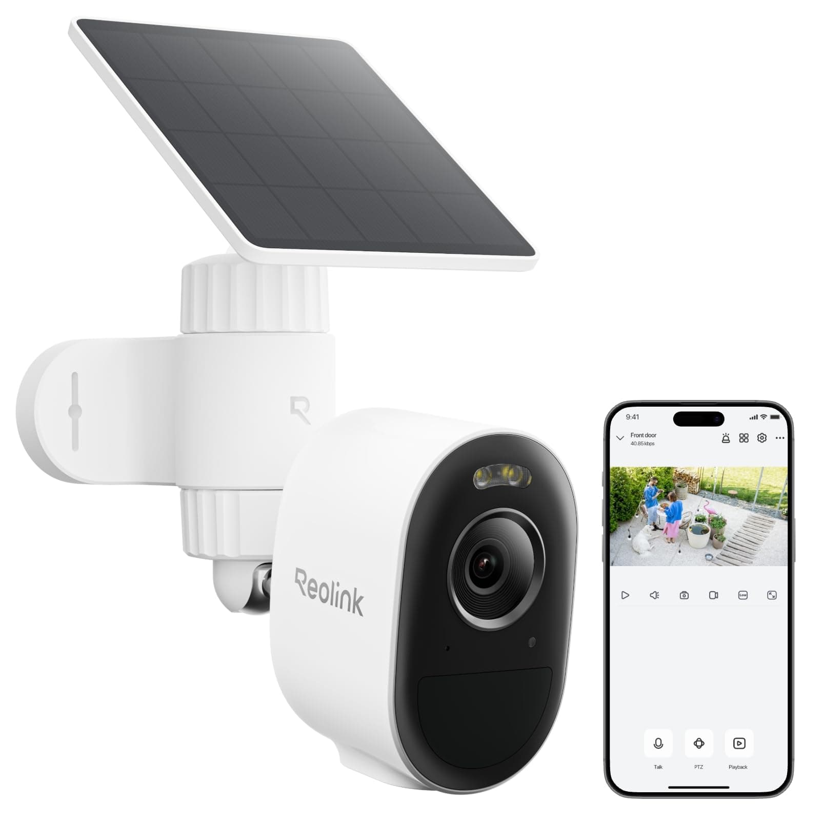 Reolink Cámara Solar para Exteriores, 3K 5MP, WiFi Inalámbrica de 2,4/5 GHz, Detección de IA, Filtro de Alarma, Visión Nocturna a Color con Foco, Audio Bidireccional, Argus 3 Pro + Solar Panel Lite