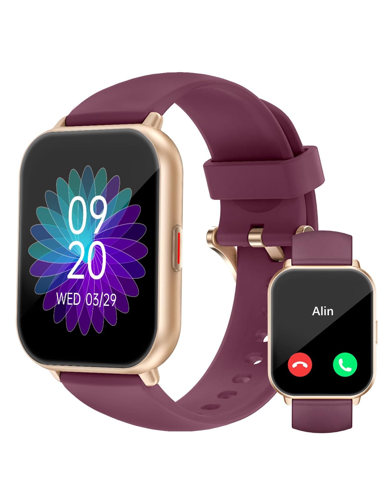 RUIMEN Smartwatch Donna Chiamate Bluetooth Musica Orologio Contapassi da Polso Cardiofrequenzimetro Saturazione Ossigeno Fitness Watch Ciclo Mestruale Controllo Sonno per Android iOS Viola
