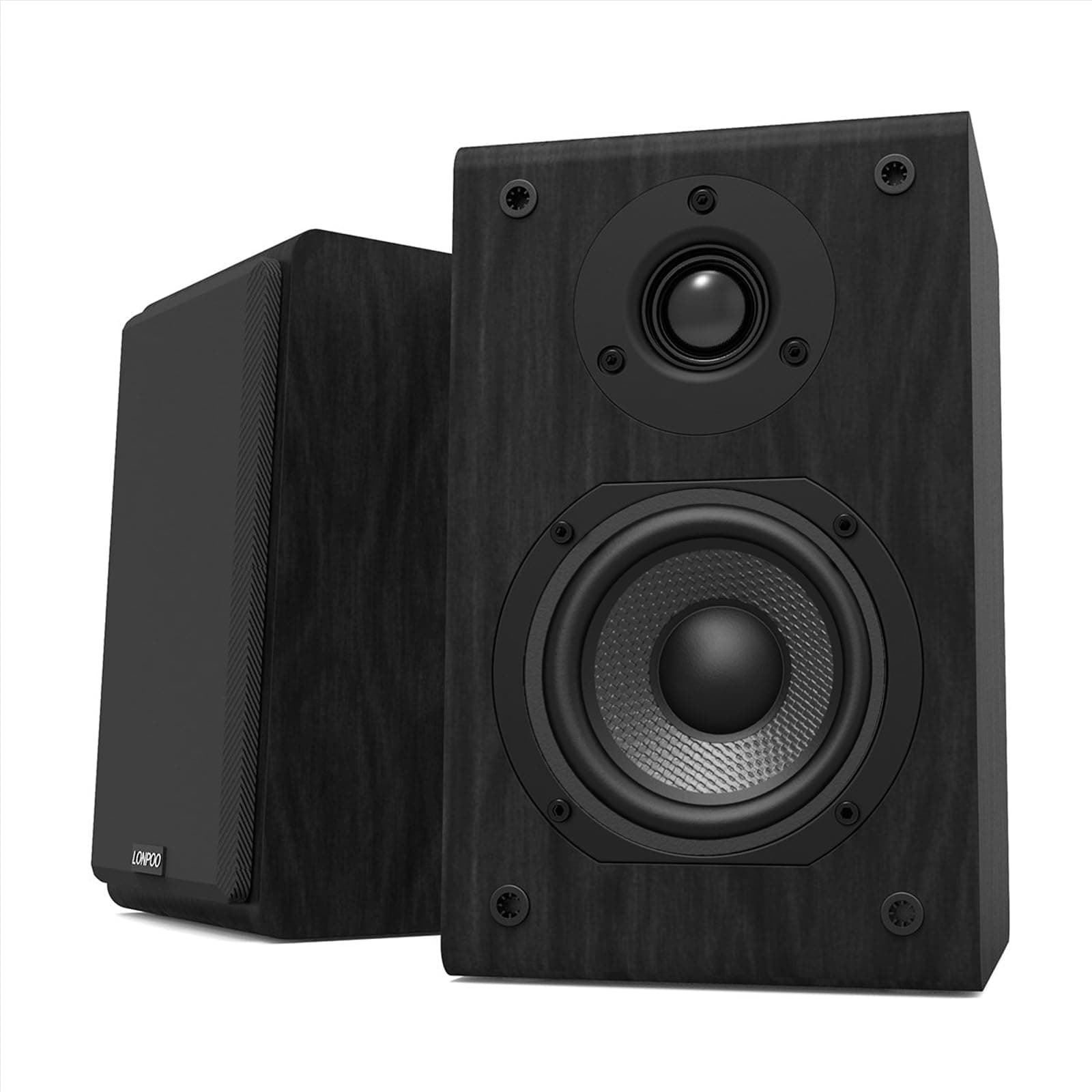 LONPOO LP-42 Coppia Diffusori da Scaffale Passivo - Hi-Fi Legno Altoparlante 75W RMS, Tweeter 1" & Woofer 4" in fibra di carbonio, 4-8 Ohm