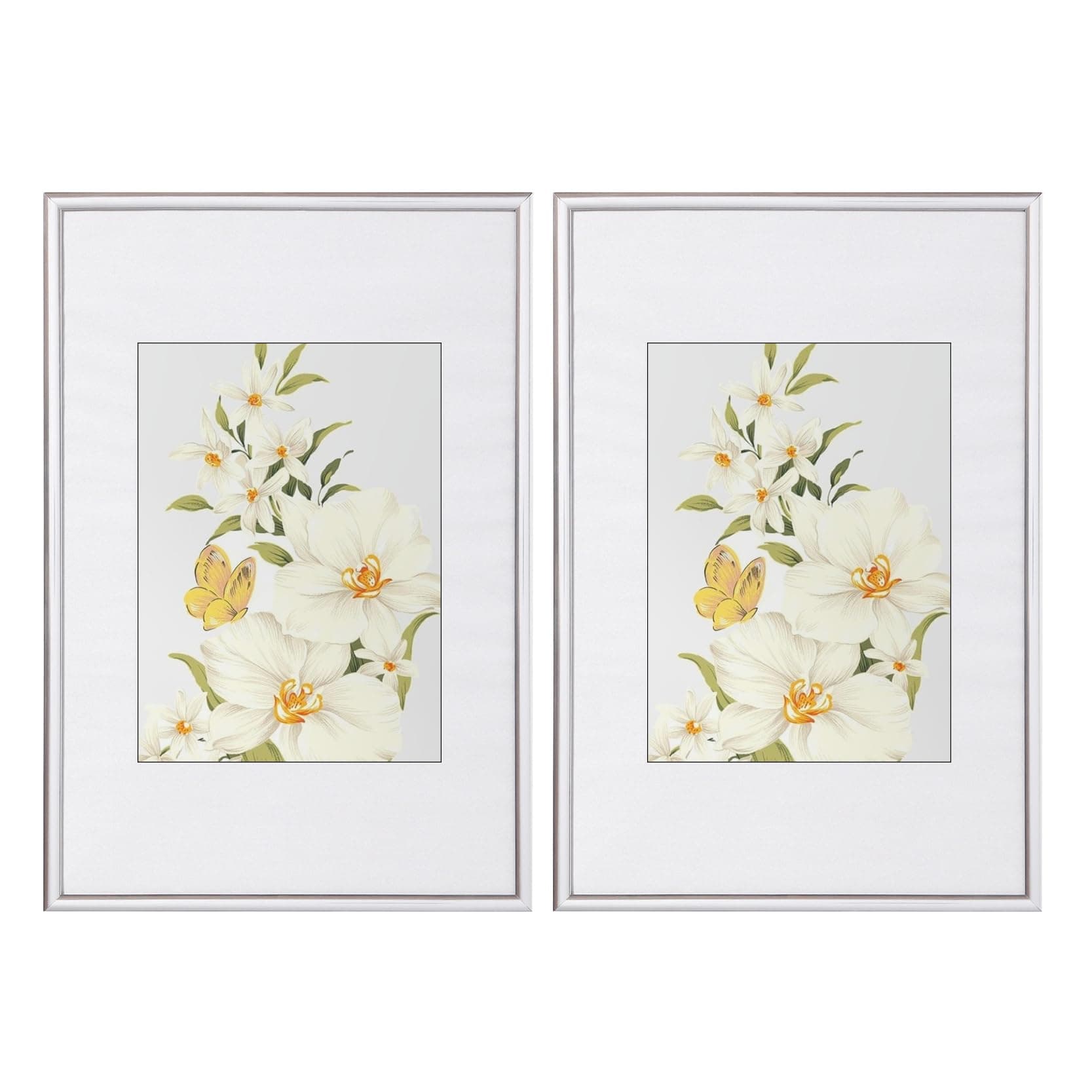 WOLTU Bilderrahmen 13x18 cm Set of 2 Fotorahmen aus Kunststoff mit Passepartout, Posterrahmen zum vertikalen oder horizontalen Aufhängen/Aufstellen, Collage Wanddeko, Silber